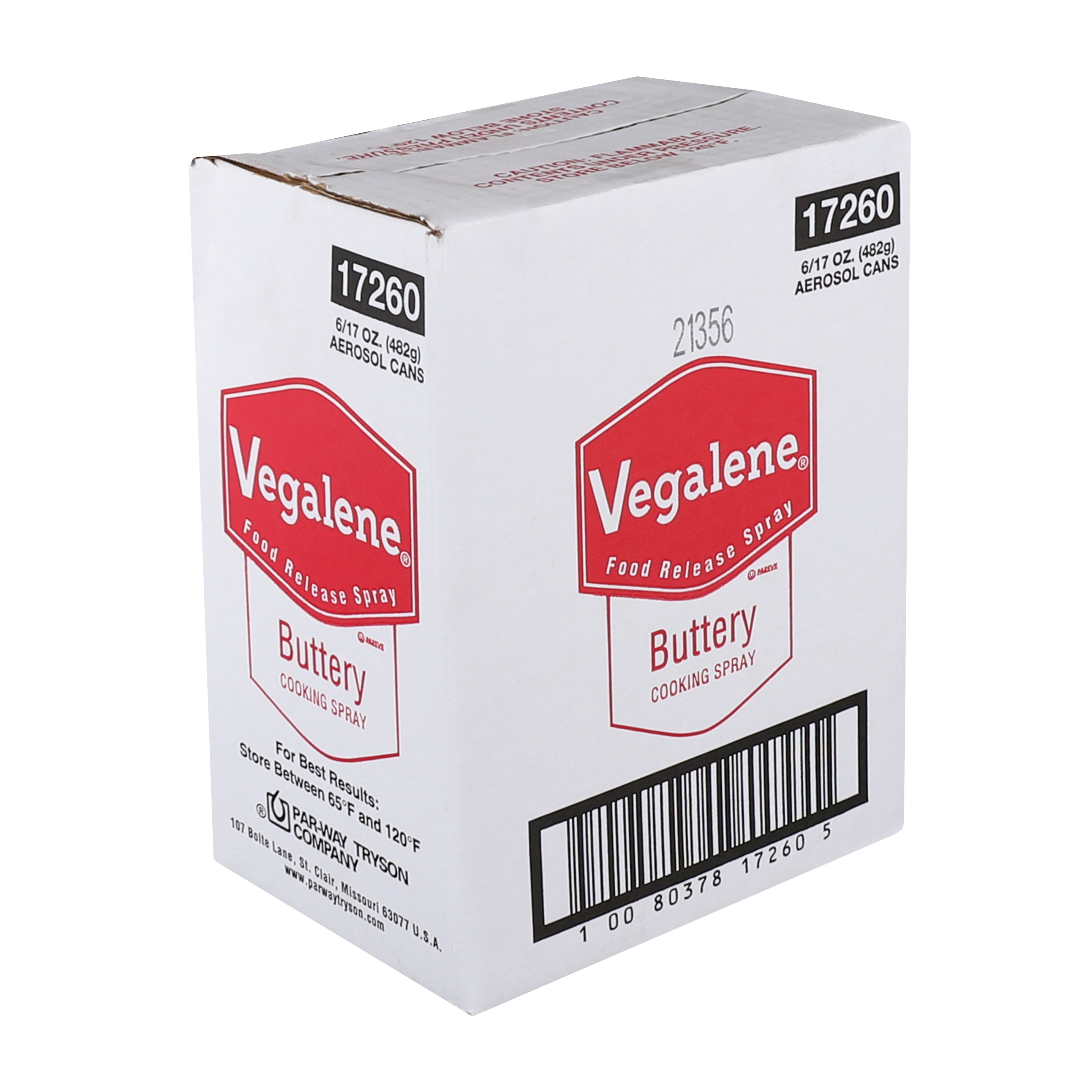 Vegalene Buttery Cooking Spray Food Release Spray 17 Ounce Size - 6 Per Case.