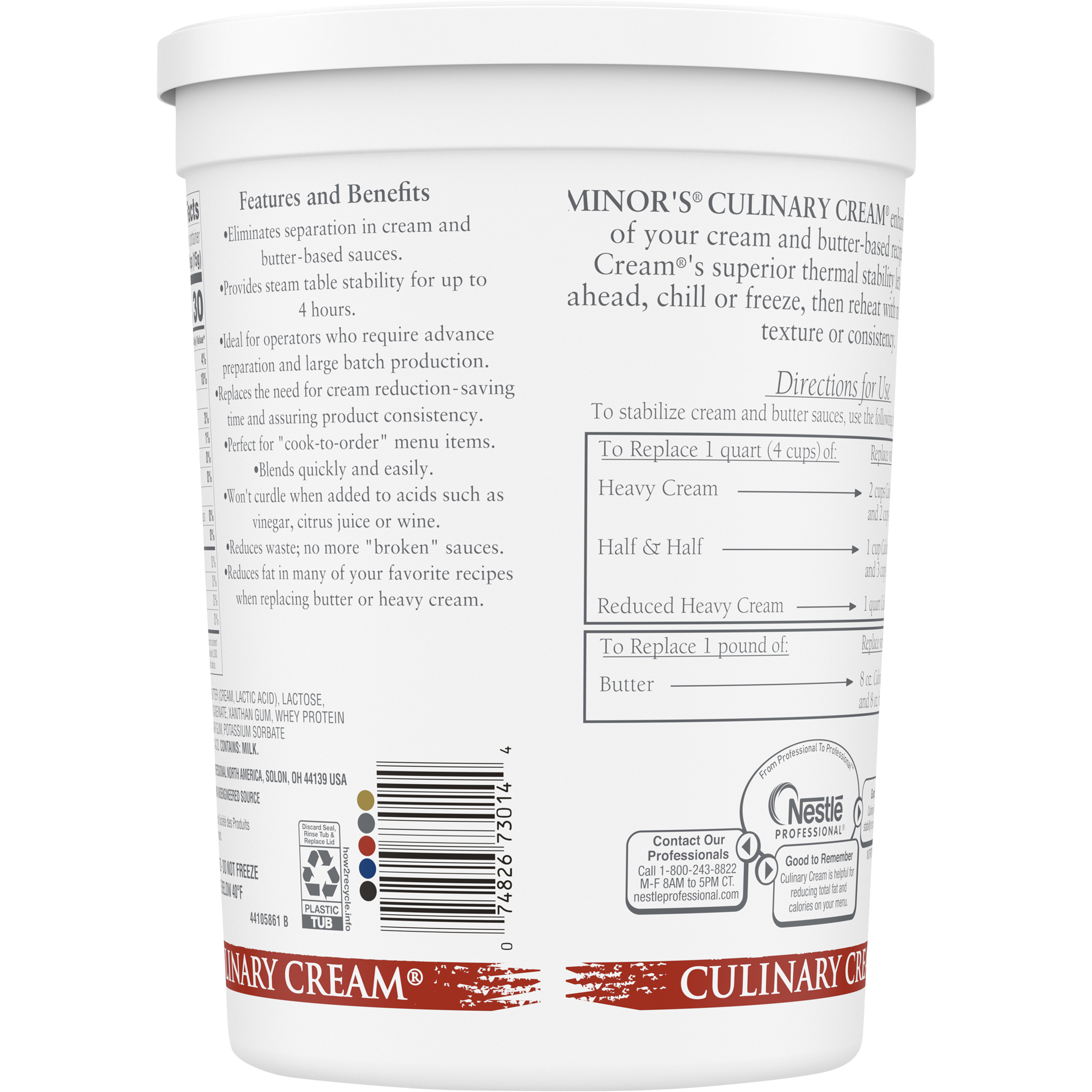Minor's Culinary Cream, 5 Pounds, 4 per case