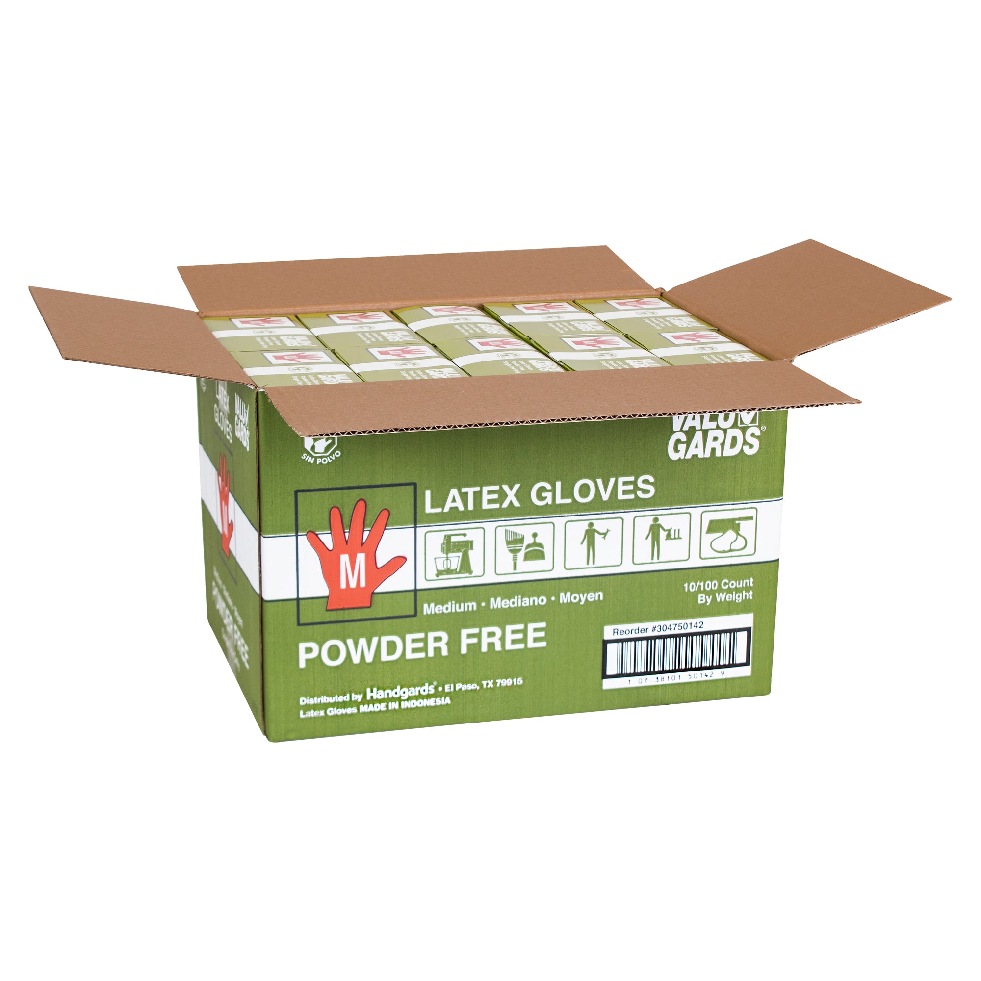 Glove Latex Valugard Powder Free Medium 100 Each - 10 Per Case.