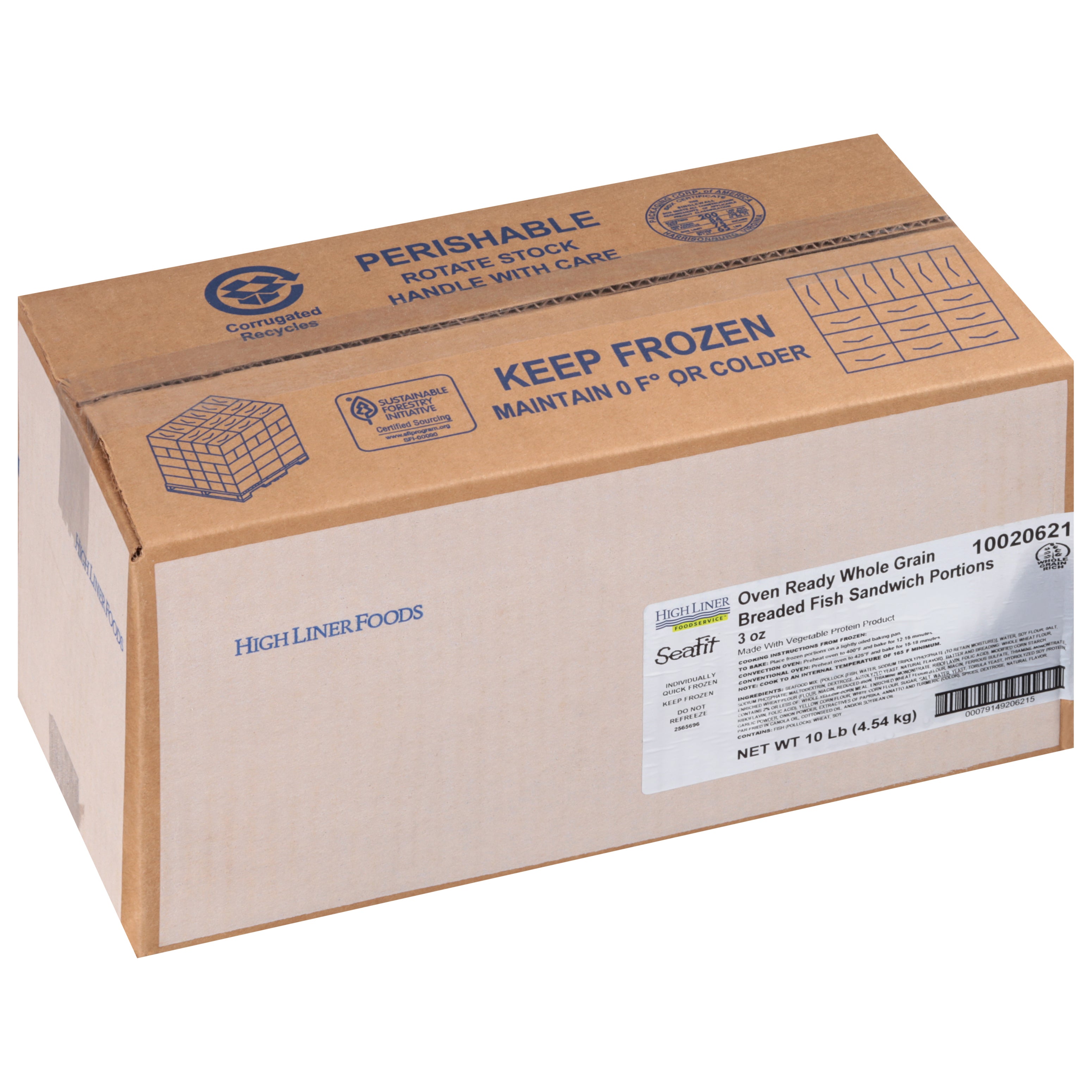 Oven Ready Whole Grain Breaded Fish Sandwich Portions 5 Pound Each - 2 Per Case.