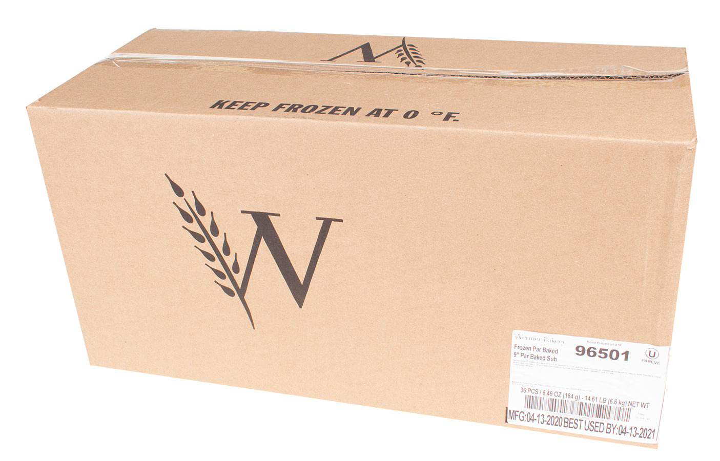 Wenner Bakery 9" Par Baked Sub 6.6 Ounce Size - 36 Per Case.