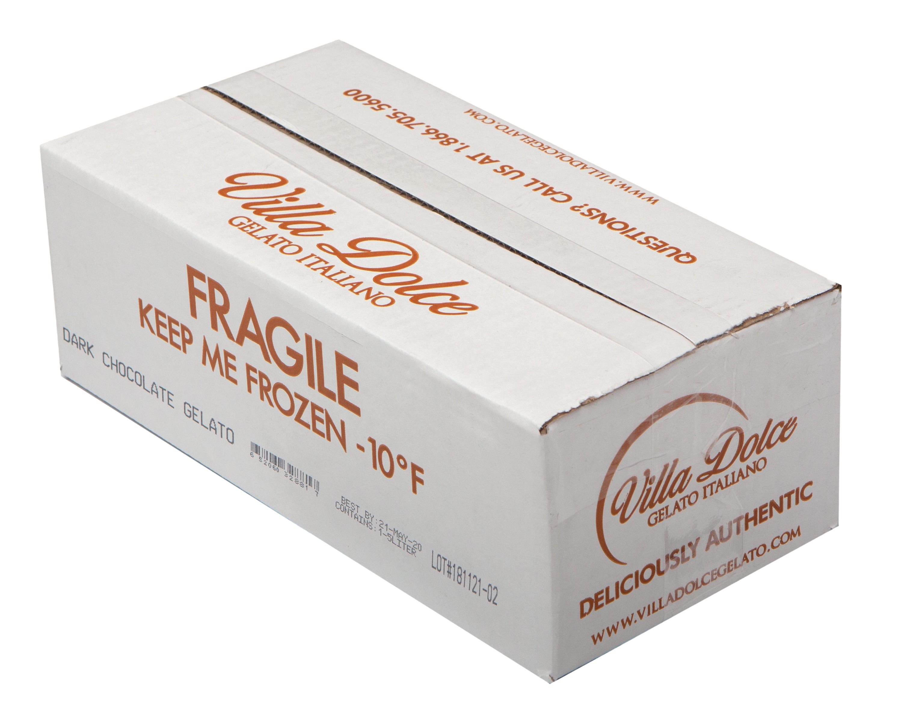 Villa Dolce Belgian Dark Chocolate Gelato 5 Liter - 1 Per Case.