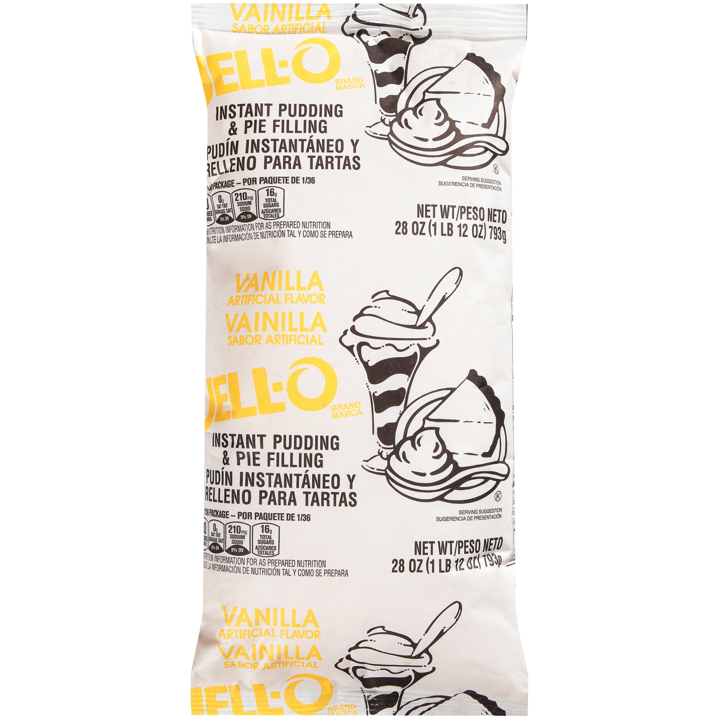 Jell-O Vanilla Instant Pudding & Pie Filling 12Casepack 28 Pouches