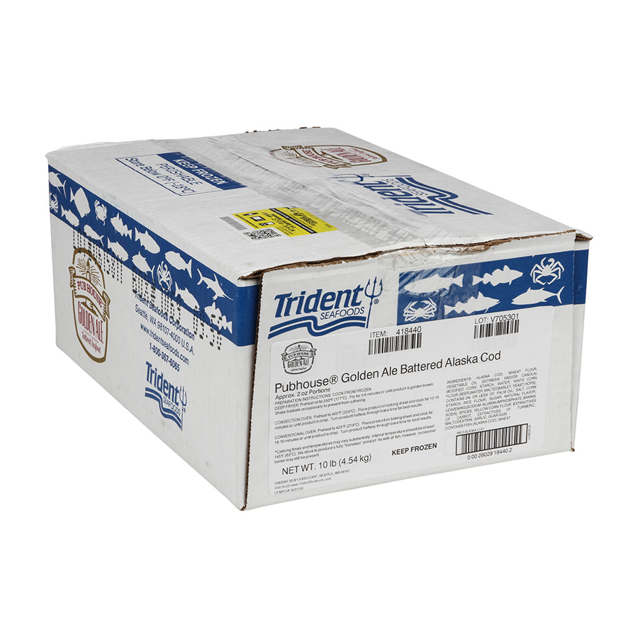 Golden Ale Beer Battered Cod Fillets 10 Pound Each - 1 Per Case.