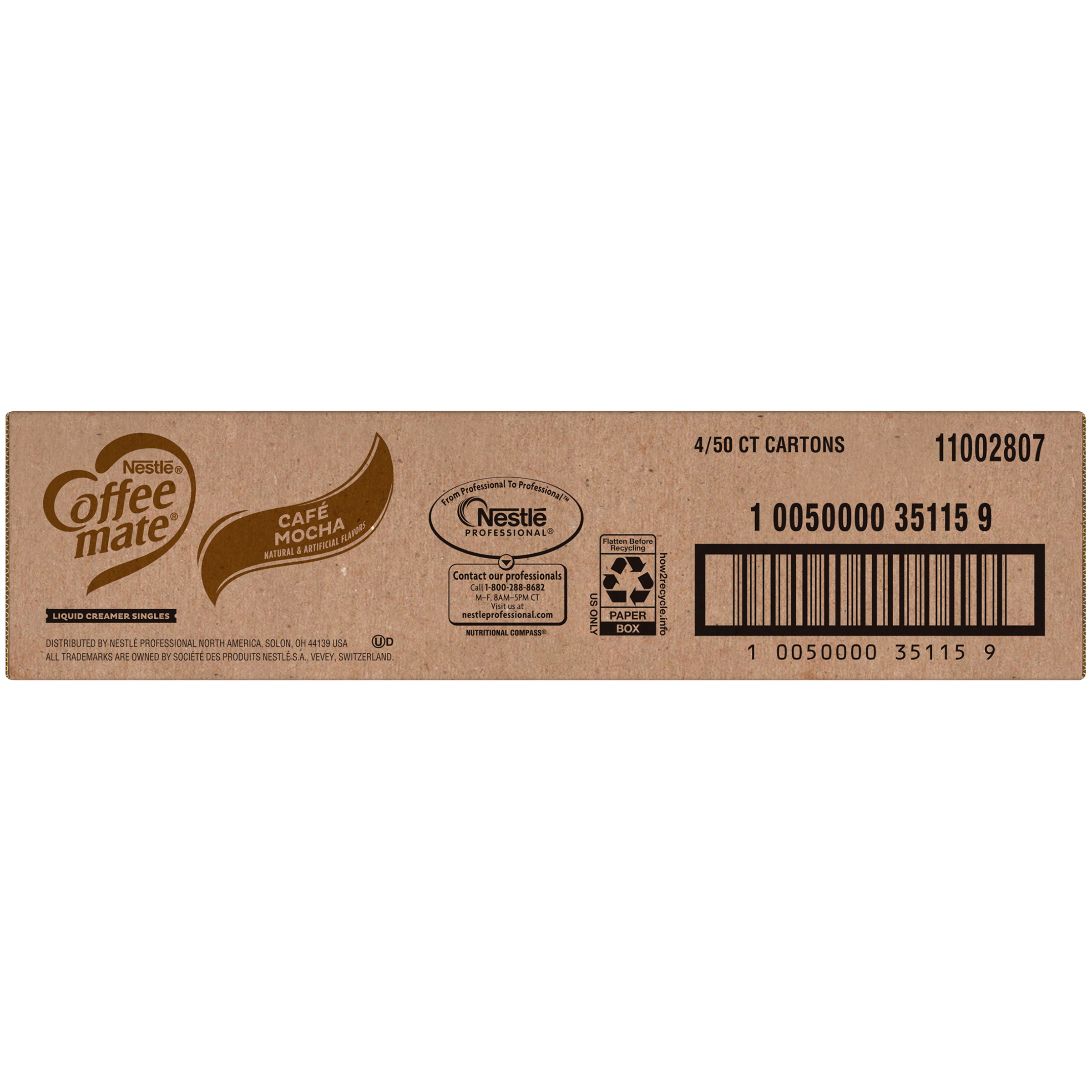 Nestle Coffee Mate Coffee Creamer Cafe Mochaflavor Liquid Creamer Singles 18.7 Fluid Ounce - 4 Per Case.