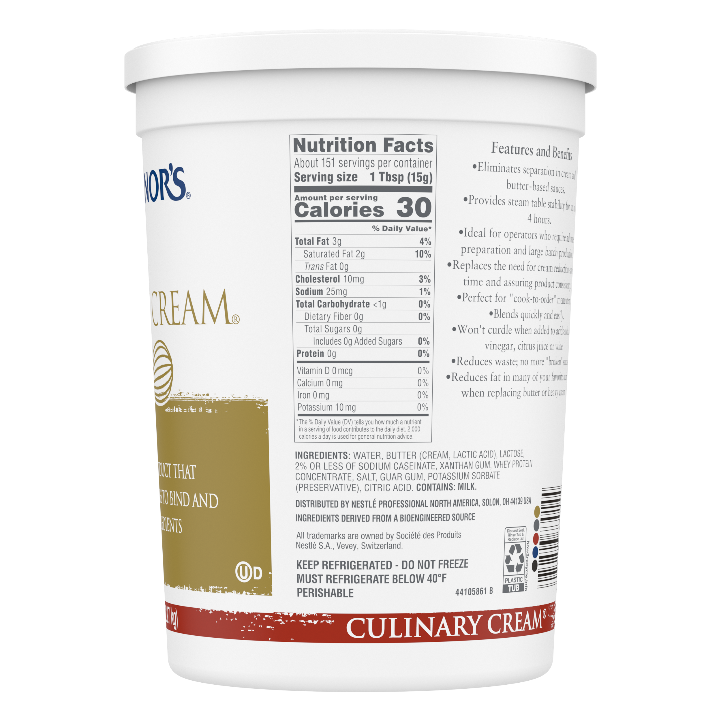 Minor's Culinary Cream, 5 Pounds, 4 per case