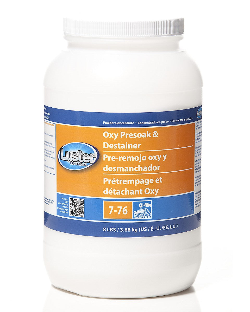 Luster Oxy Presoak & Destainer Concentrate Powder 8 Pound Each - 2 Per Case.