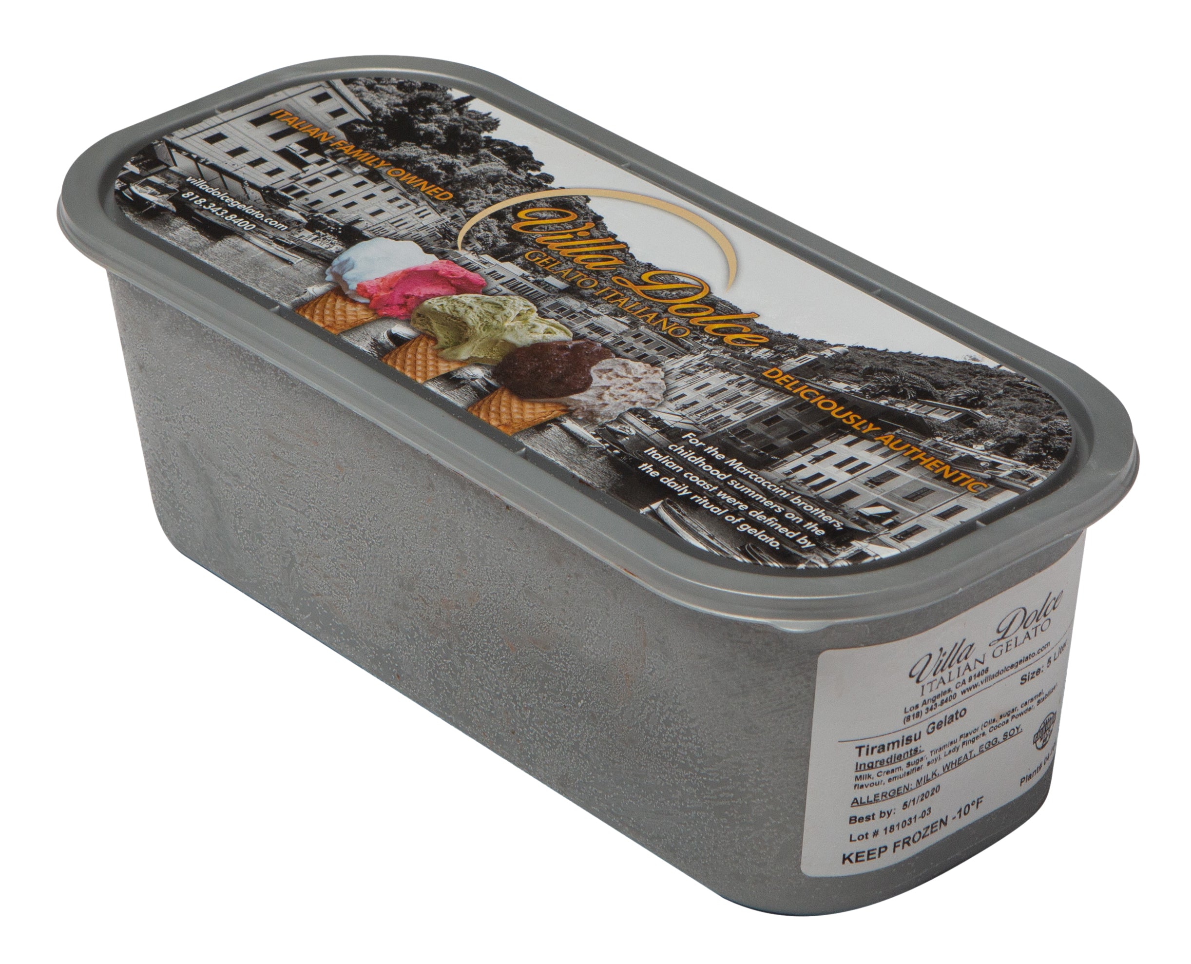Villa Dolce Tiramisu Gelato 5 Liter - 1 Per Case.