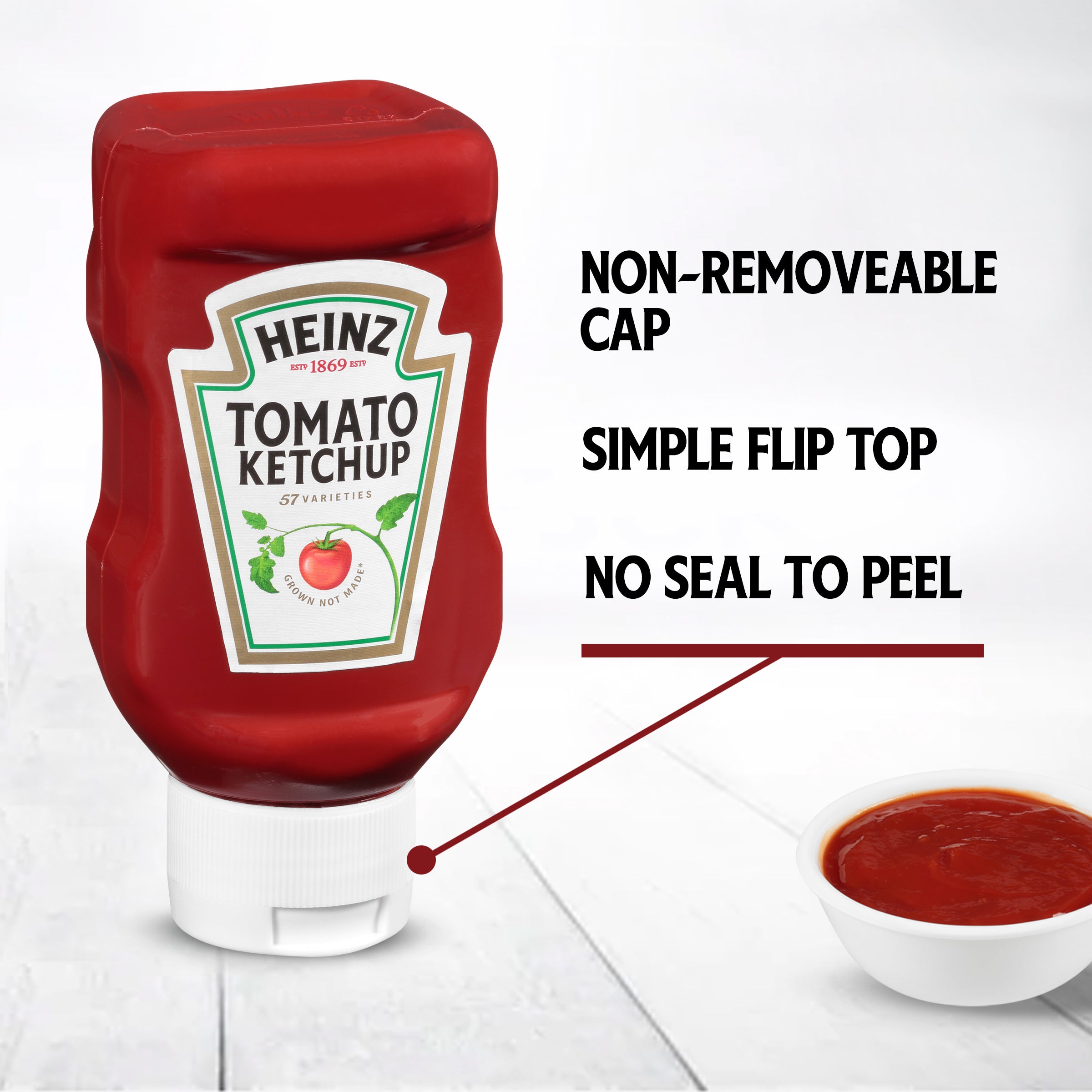 HEINZ Ketchup 14 Ounce FOREVER FULL Inverted Bottles 16)