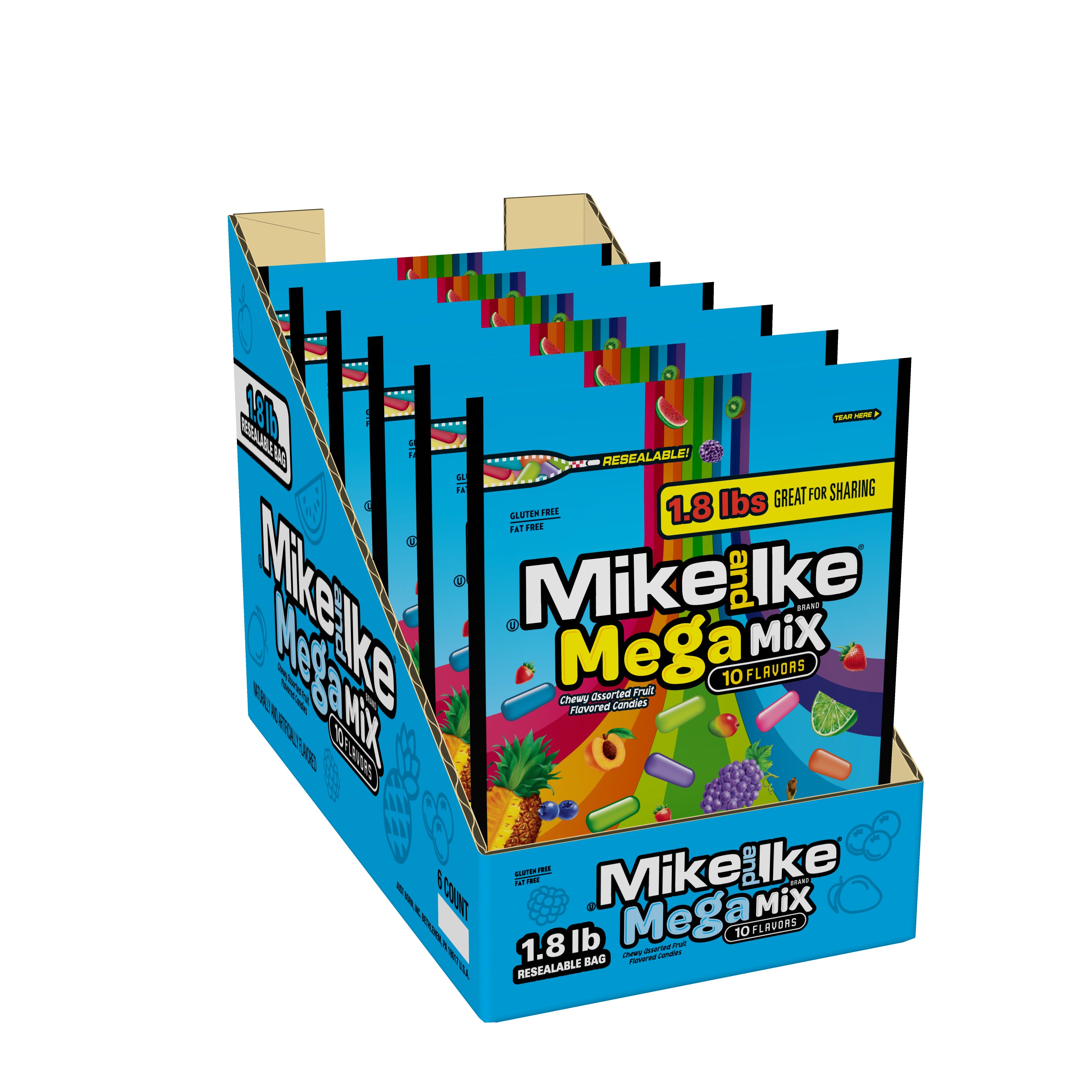 Mike And Ike® Mega Mix Stand Up Bagct 28.8 Ounce Size - 6 Per Case.