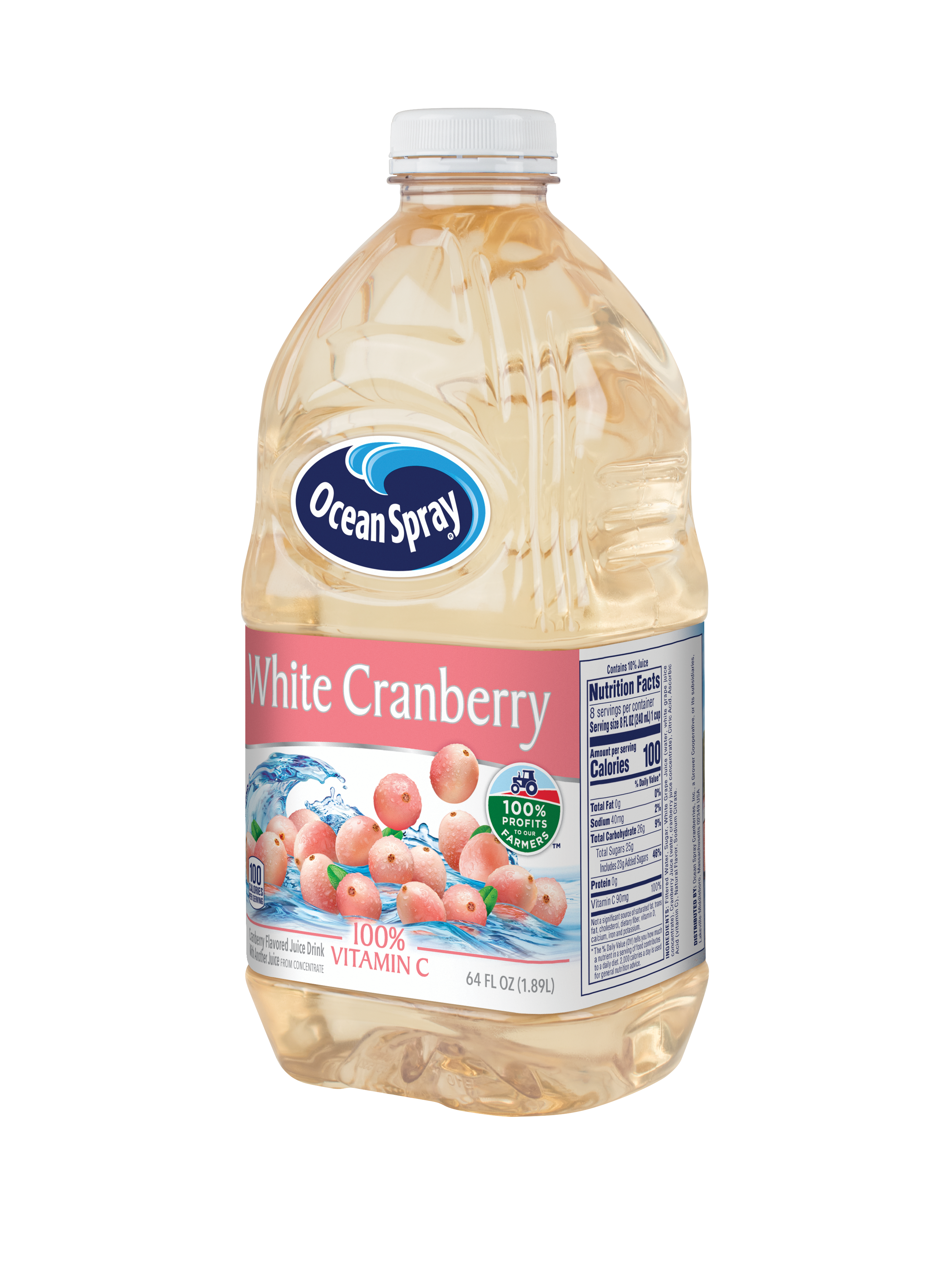 Ocean Spray White Cranberry Cocktail Juice 64 Fluid Ounce - 8 Per Case.