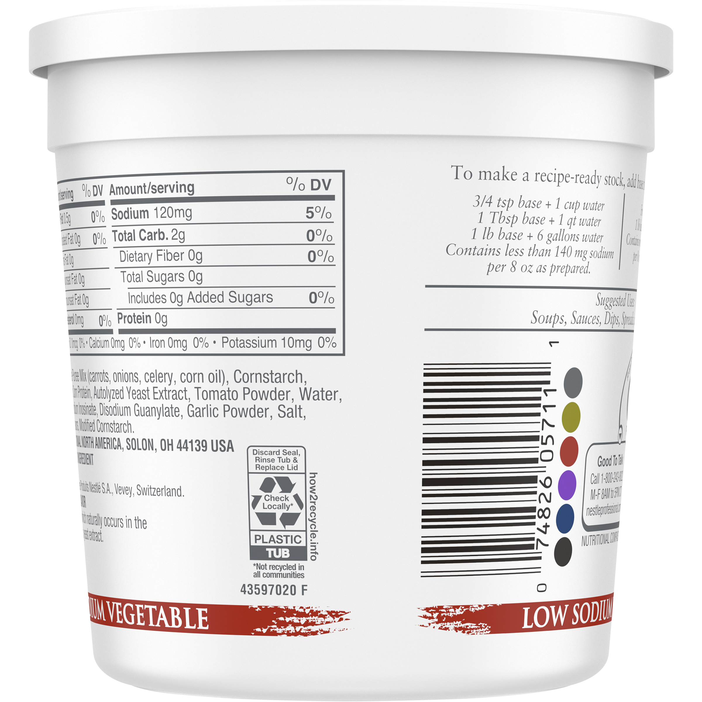 Minor's Vegetable Base Low Sodium (No Added Msg) Gluten Free 1 Pound Each - 6 Per Case.