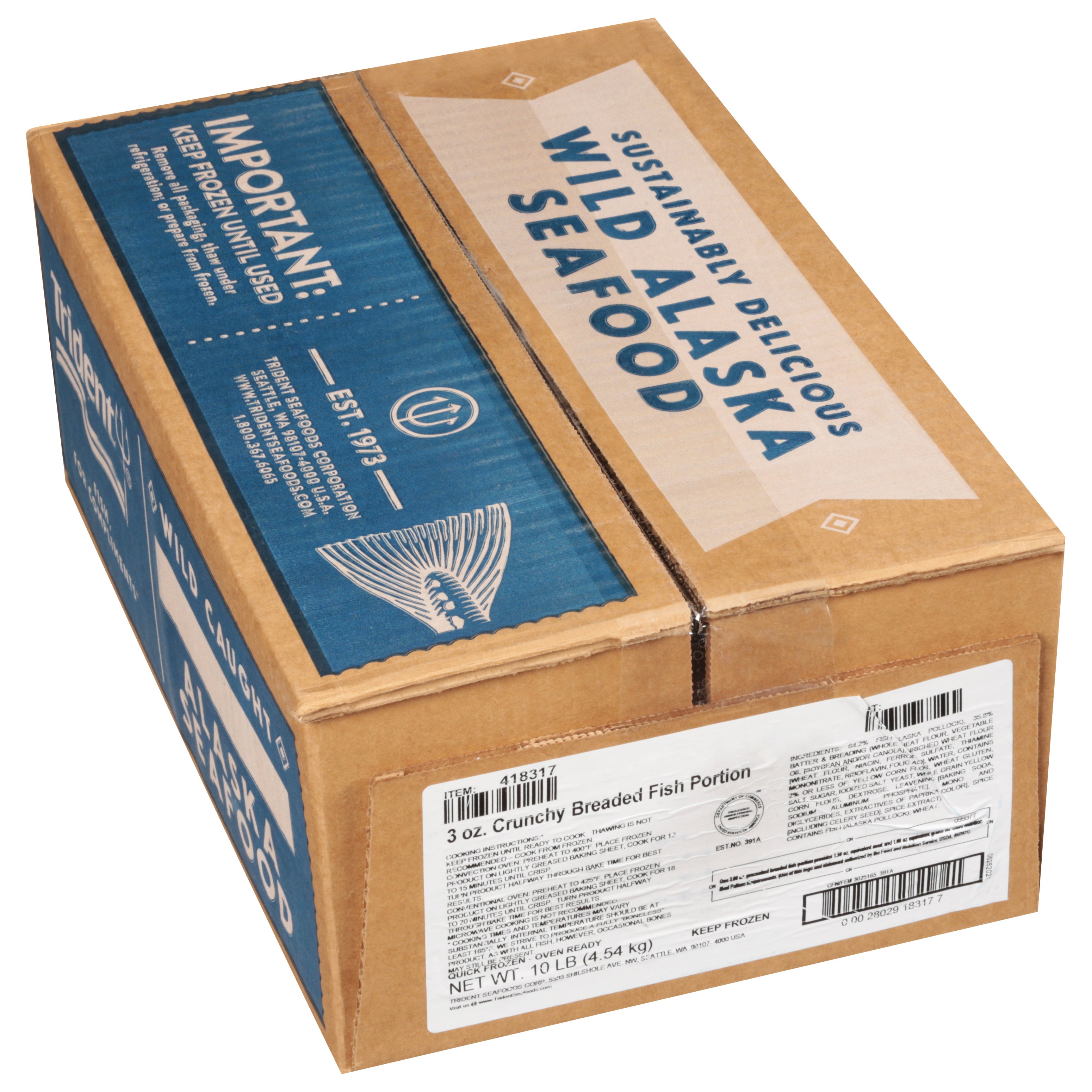 Pollock Wild Whole Grain Breaded Precooked Oven Ready 10 Pound Each - 1 Per Case.