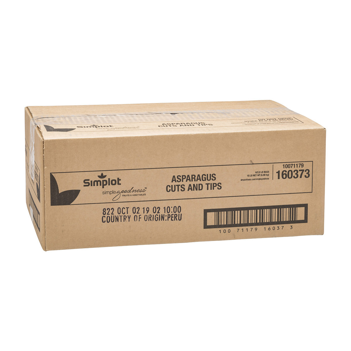 Simplot Simple Goodness Classic Vegetables Asparagus Cuts & Tips 2.5 Pound Each - 6 Per Case.