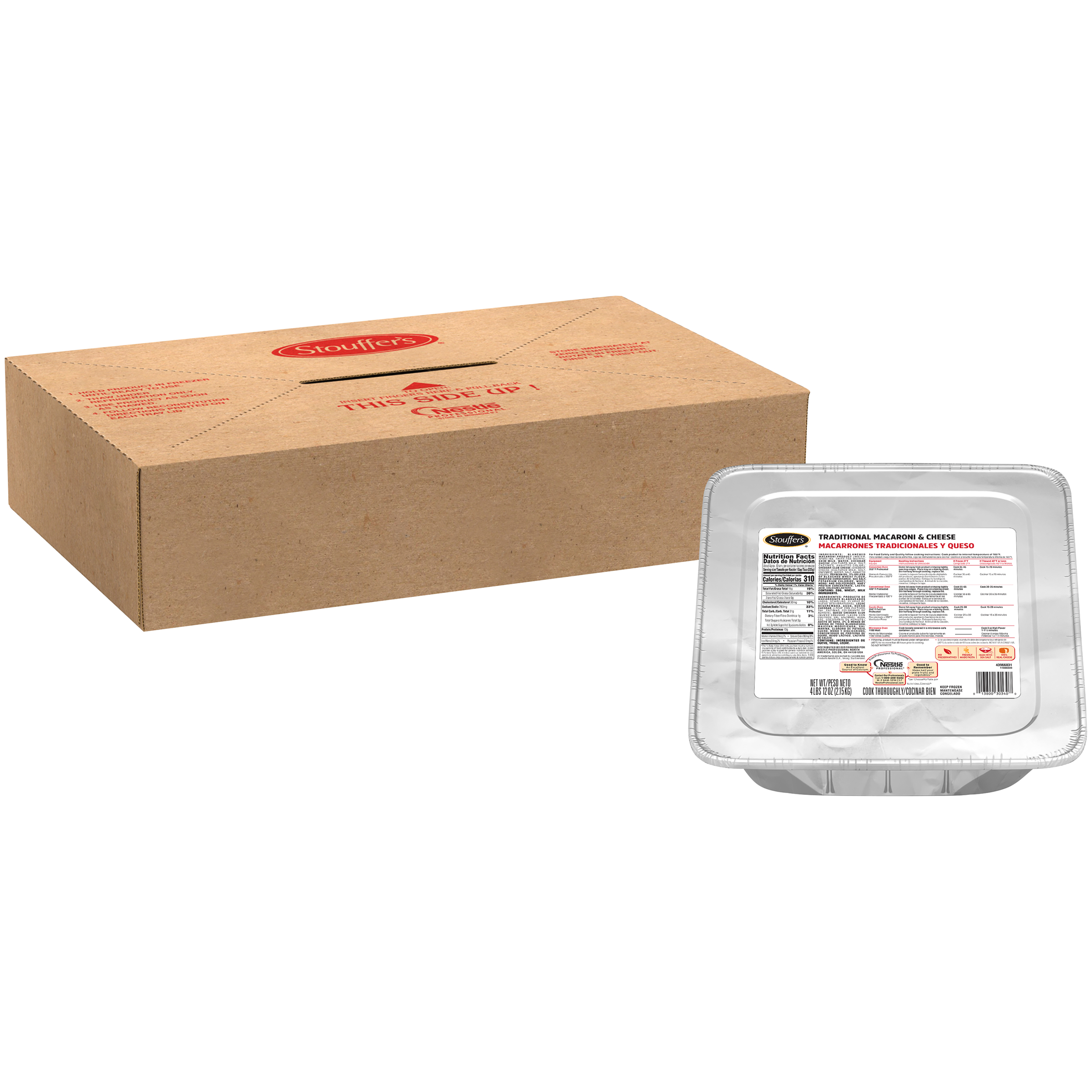 Stouffer's Traditional Macaroni & Cheese Frozen Tray 76 Ounce Size - 4 Per Case.