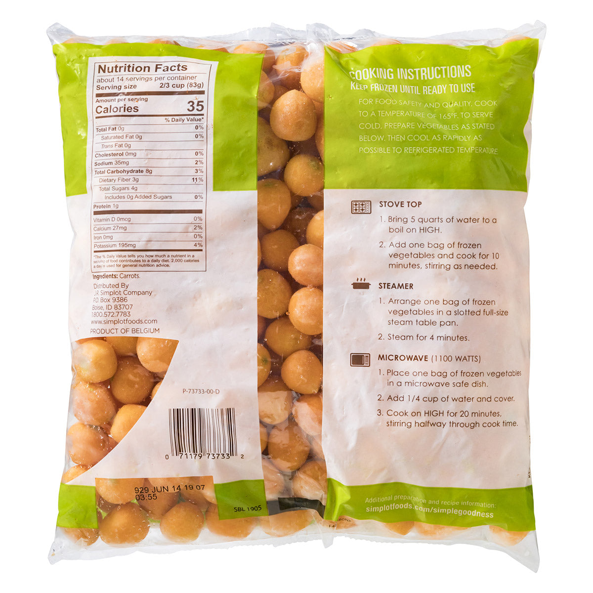 Simplot Simple Goodness Premium Vegetables Parisian Carrots 2.5 Pound Each - 6 Per Case.