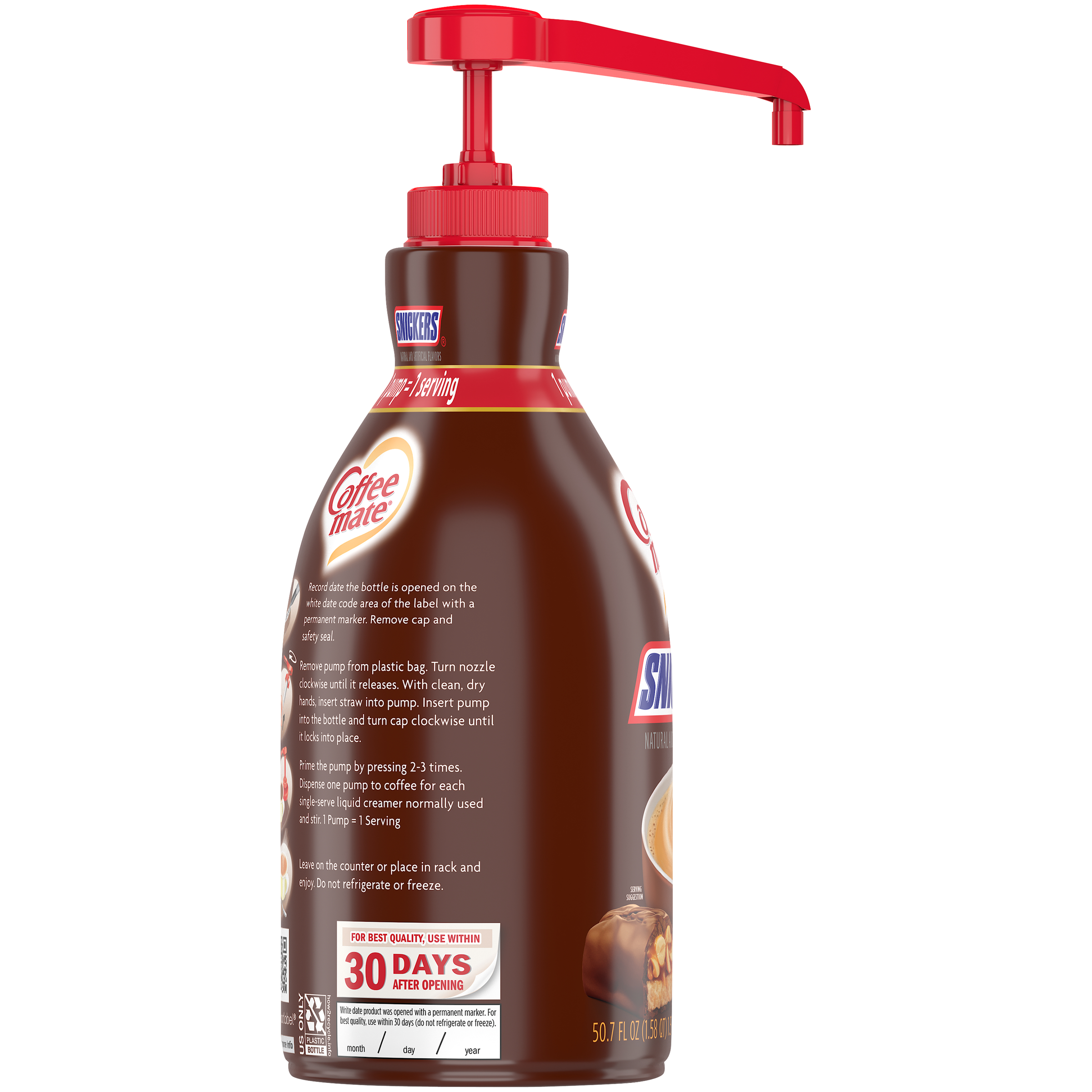 Coffee Mate Snickers Pump Bottle 1.58 Qt - 2 Per Case.