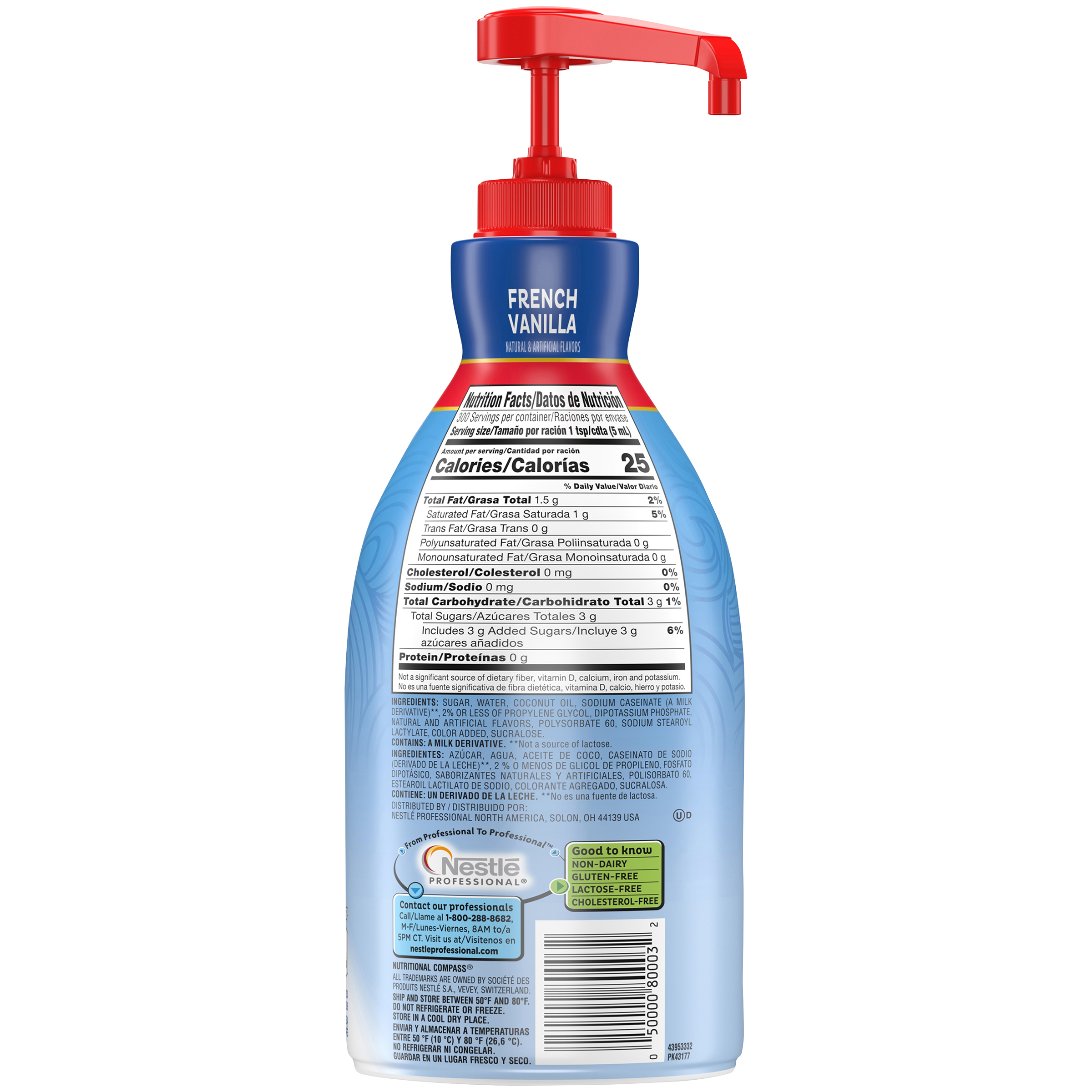 Nestle Coffee Mate Coffee Creamer French Vanilla Liquid Concentrate Pump Bottle 1.58 Qt - 2 Per Case.