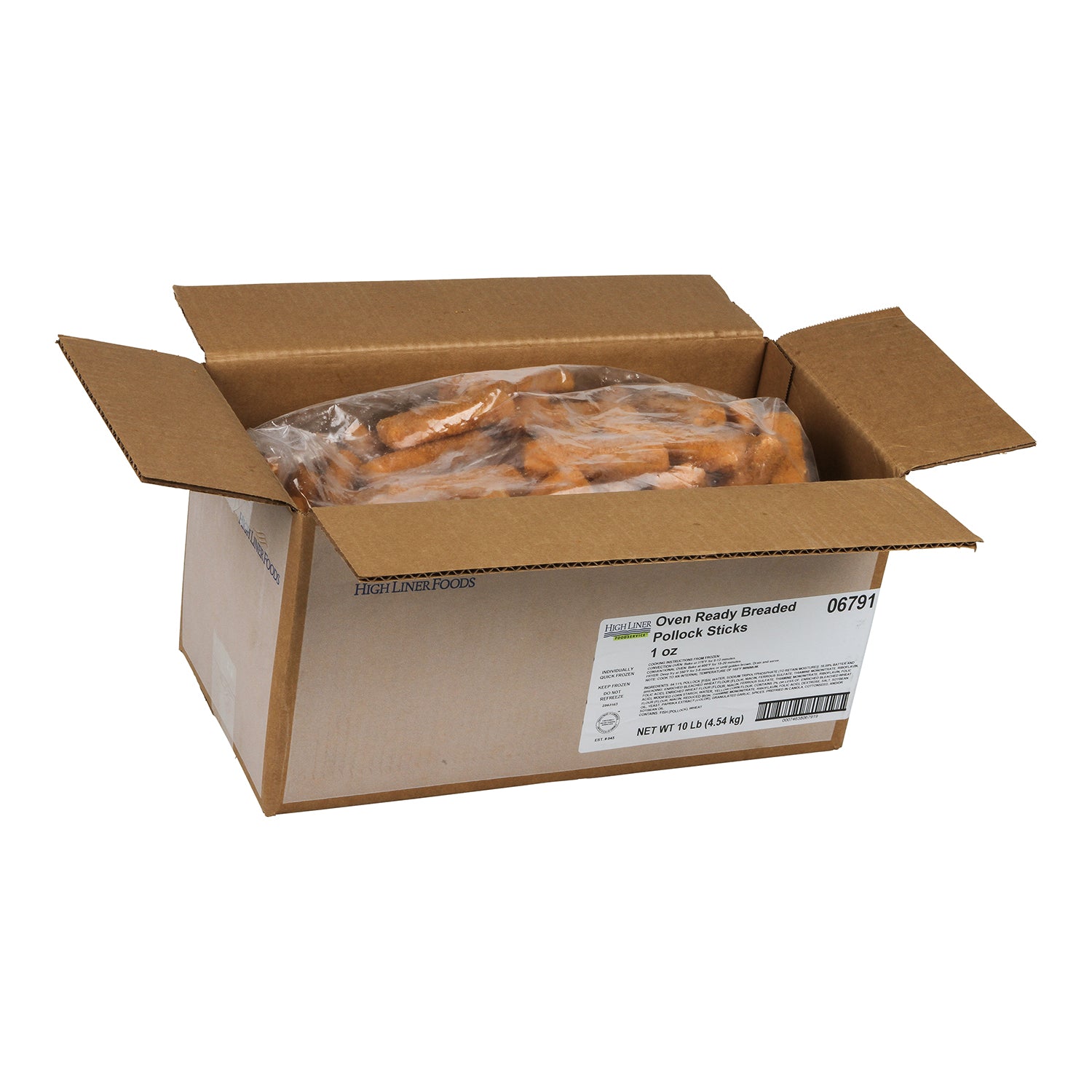 Oven Ready Breaded Pollock Sticks Msc 10 Pound Each - 1 Per Case.