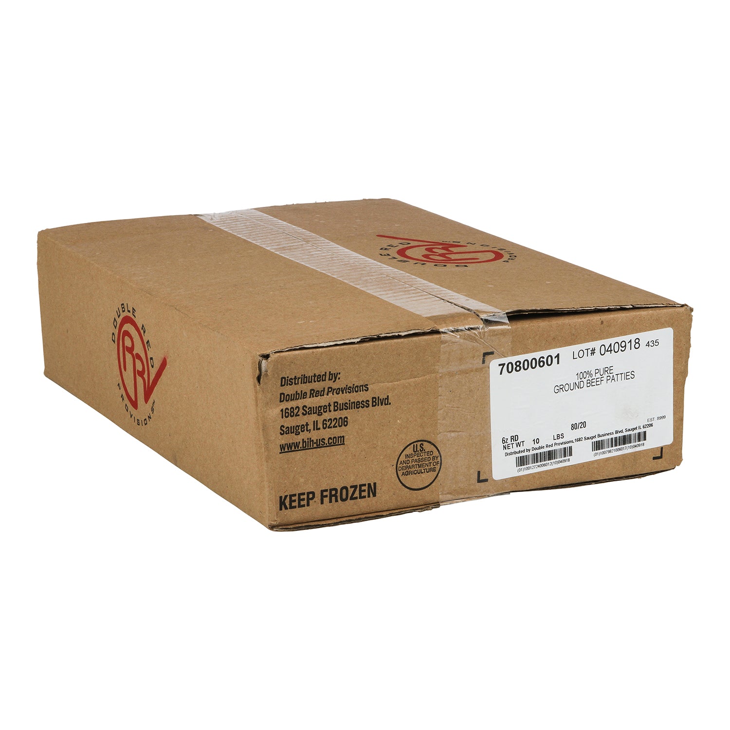 Double Red Provisions Ground Beef Patty 6 Ounce Size - 27 Per Case.