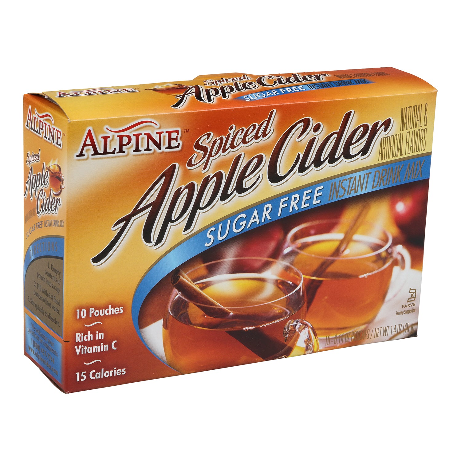 Alpine Sugar Free Spiced Cider Drink Mix 1.4 Ounce Size - 12 Per Case.