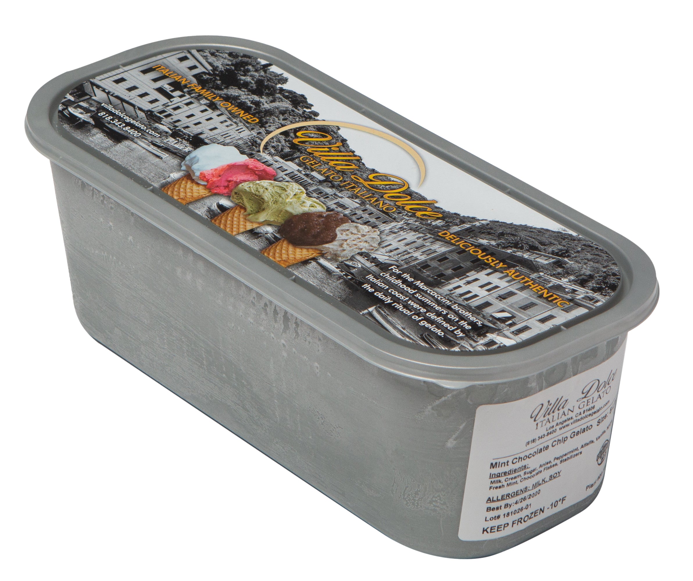 Villa Dolce Mint Chocolate Gelato 5 Liter - 1 Per Case.