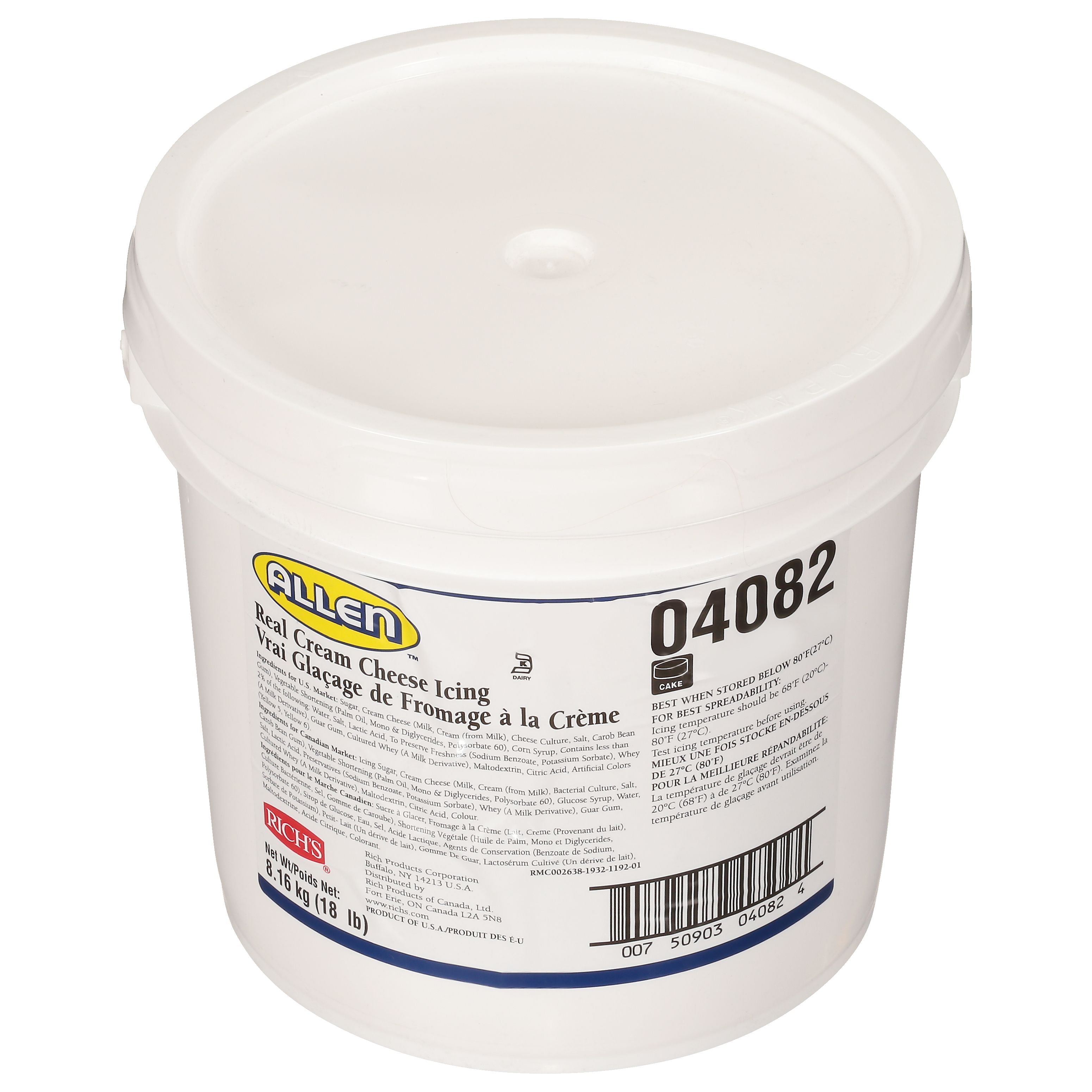 Jwa Real Cream Cheese Icing 18 Pound Each - 1 Per Case.