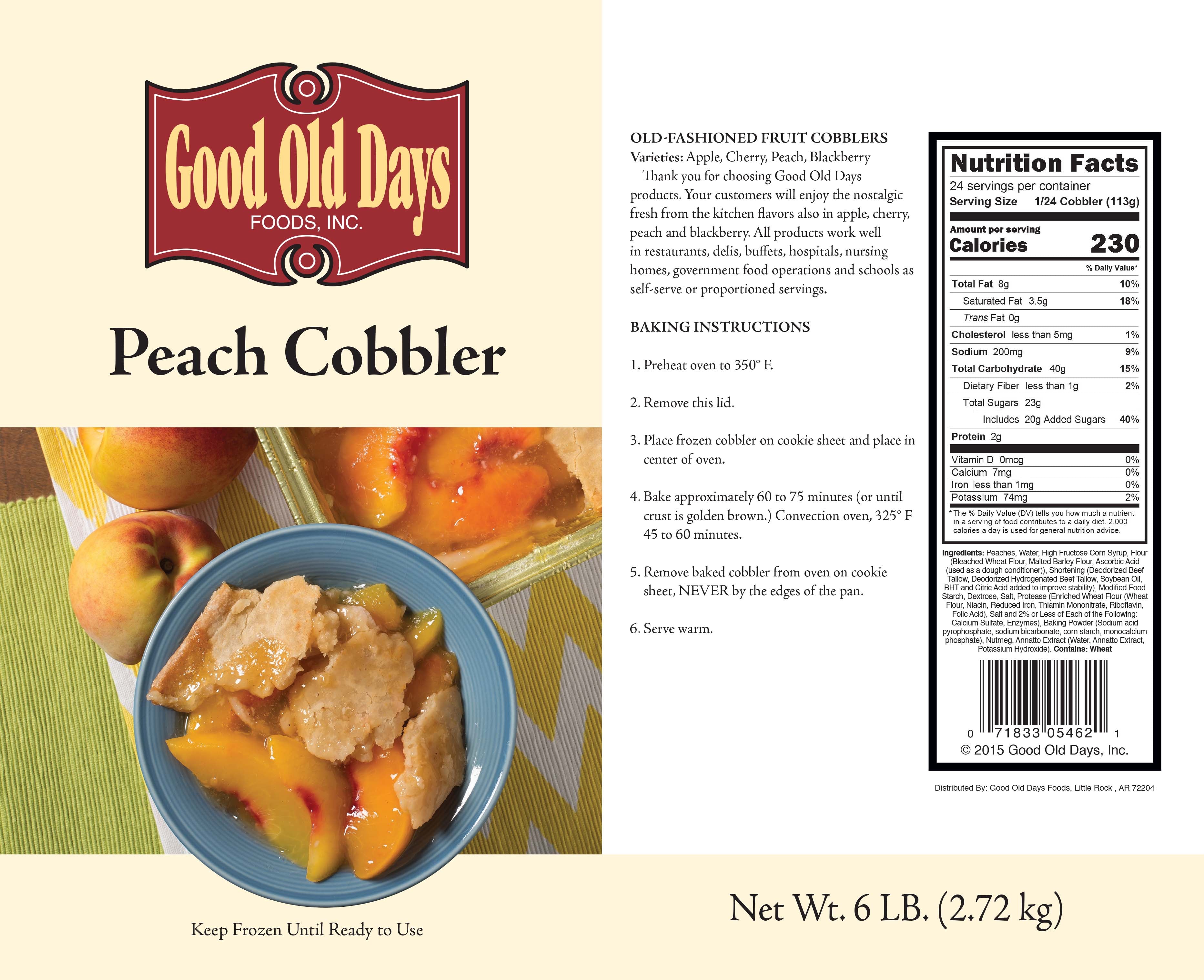 Peach Cobbler 6 Pound Each - 4 Per Case.
