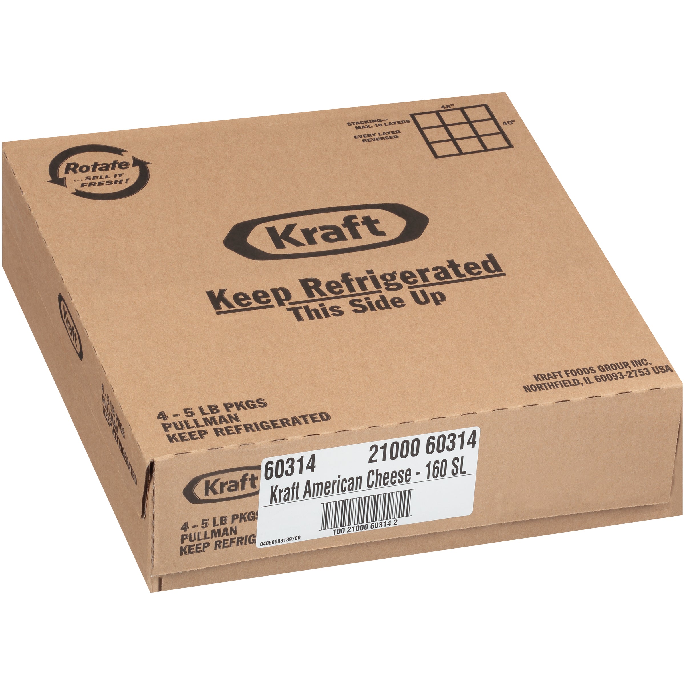 KRAFT American Sliced Cheese (160 Slices) 5 lb. 4 Per Case