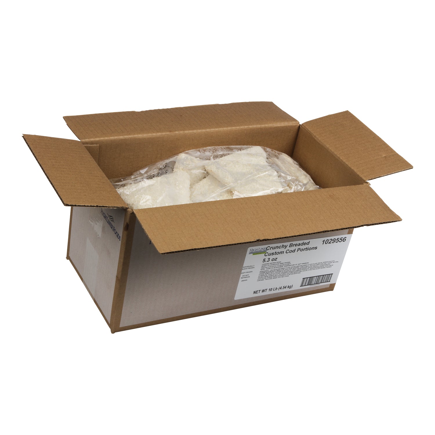 Crunchy Breaded Custom Cod Portions 10 Pound Each - 1 Per Case.