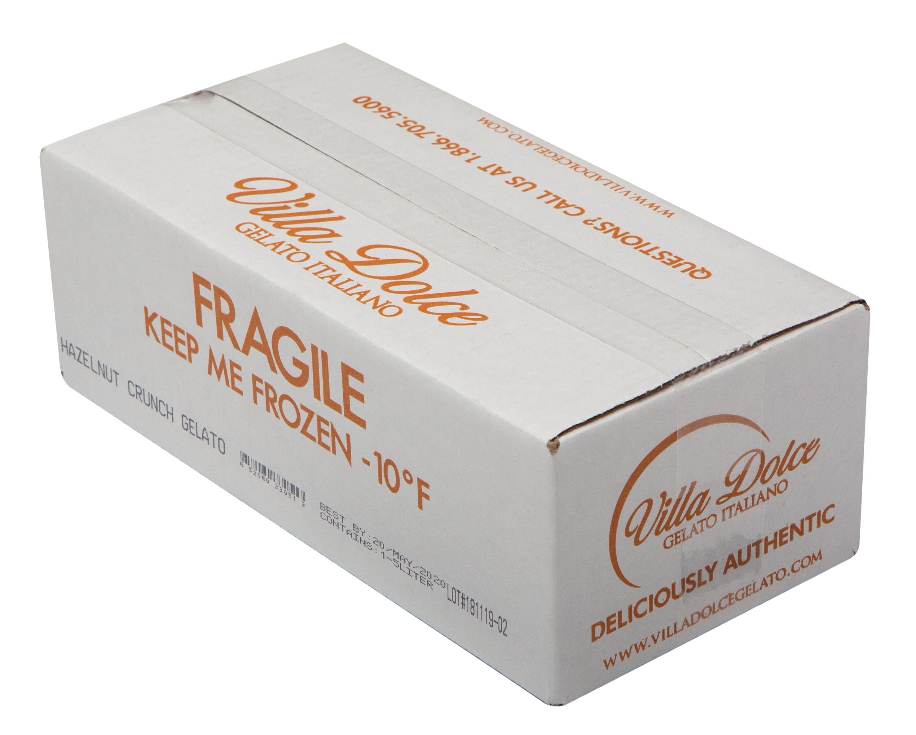 Villa Dolce Hazelnut Chocolate Crunch Gelato 5 Liter - 1 Per Case.