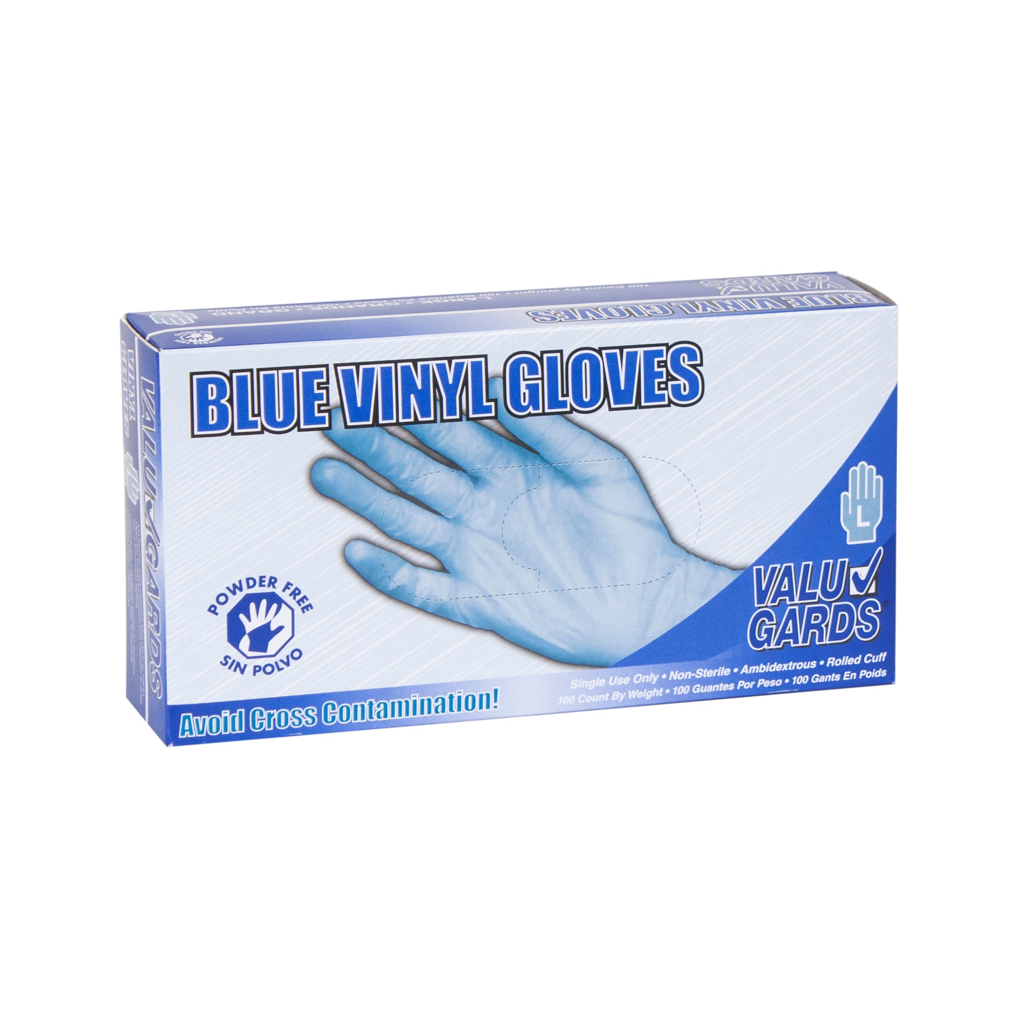 Glove Vinyl Blue Powder Free Large 100 Each - 10 Per Case.