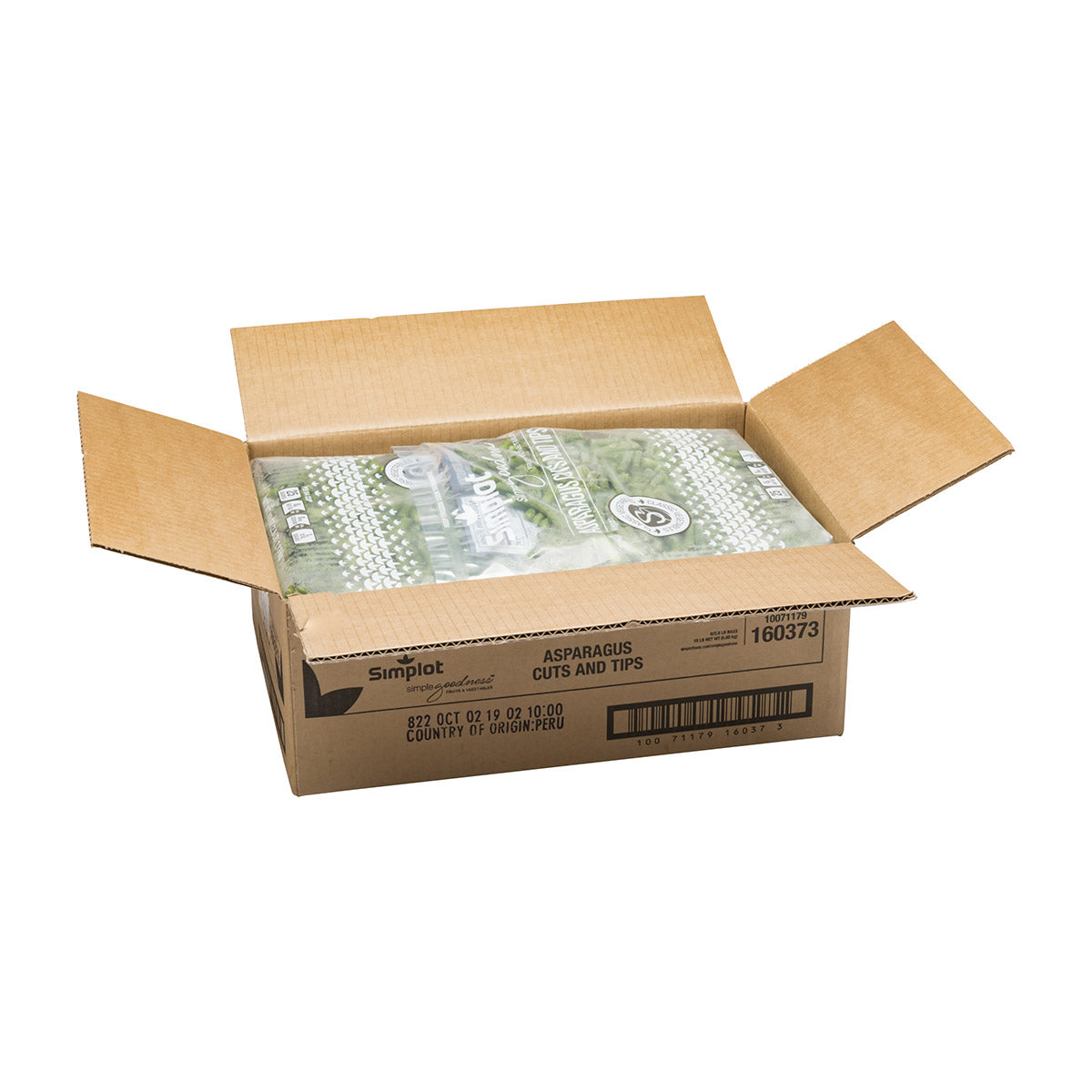 Simplot Simple Goodness Classic Vegetables Asparagus Cuts & Tips 2.5 Pound Each - 6 Per Case.