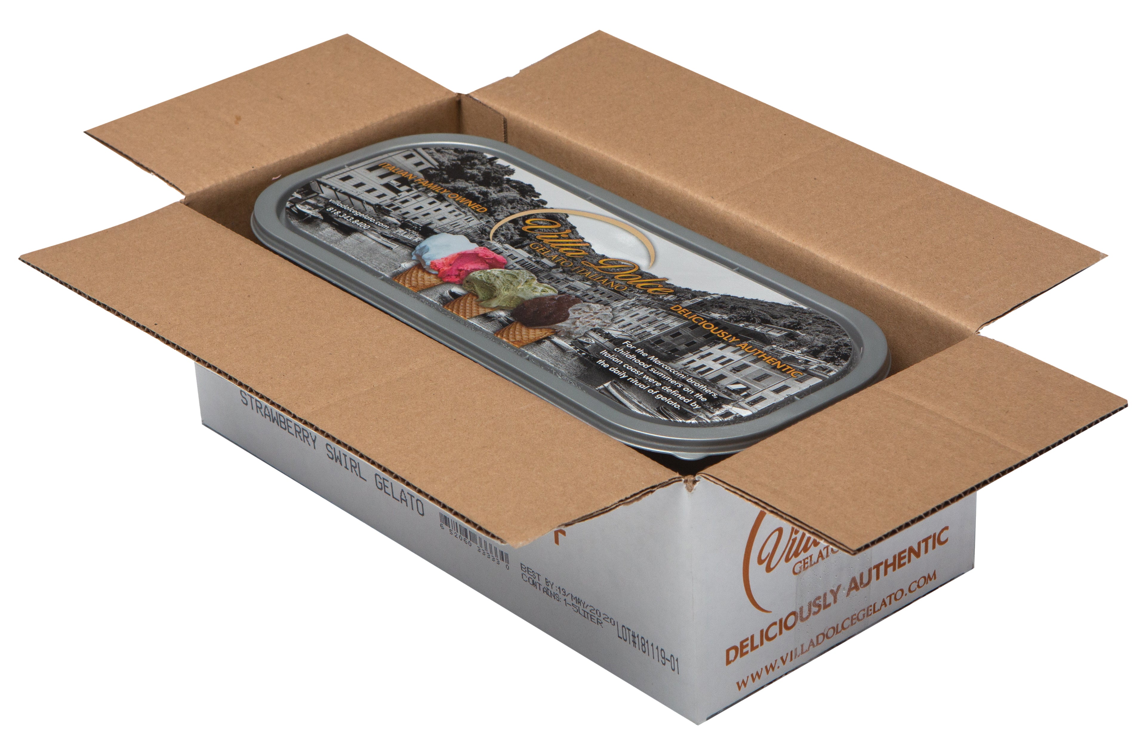 Villa Dolce Wild Strawberry Swirl Gelato 5 Liter - 1 Per Case.