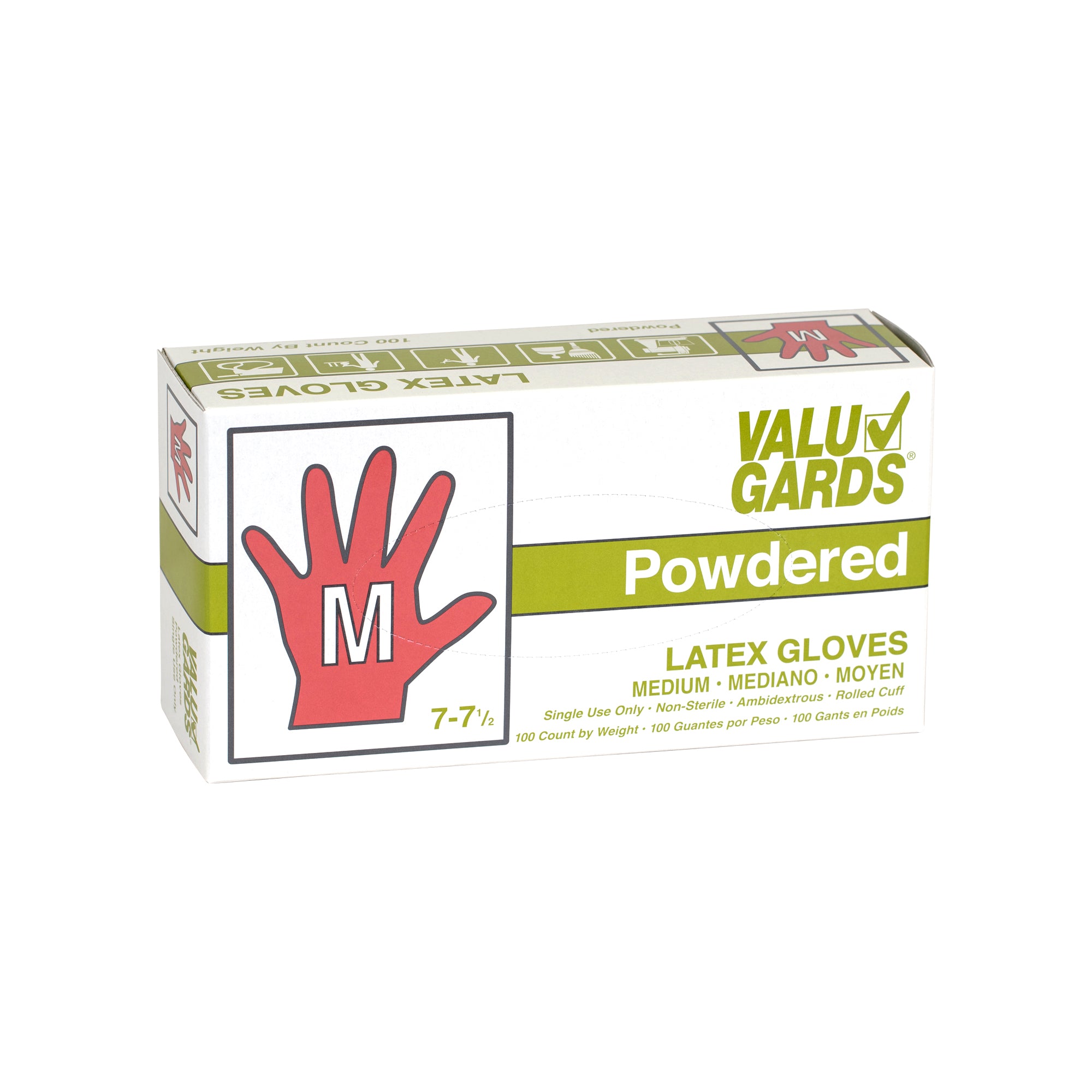 Glove Latex Valugard Powdered Medium 100 Each - 10 Per Case.