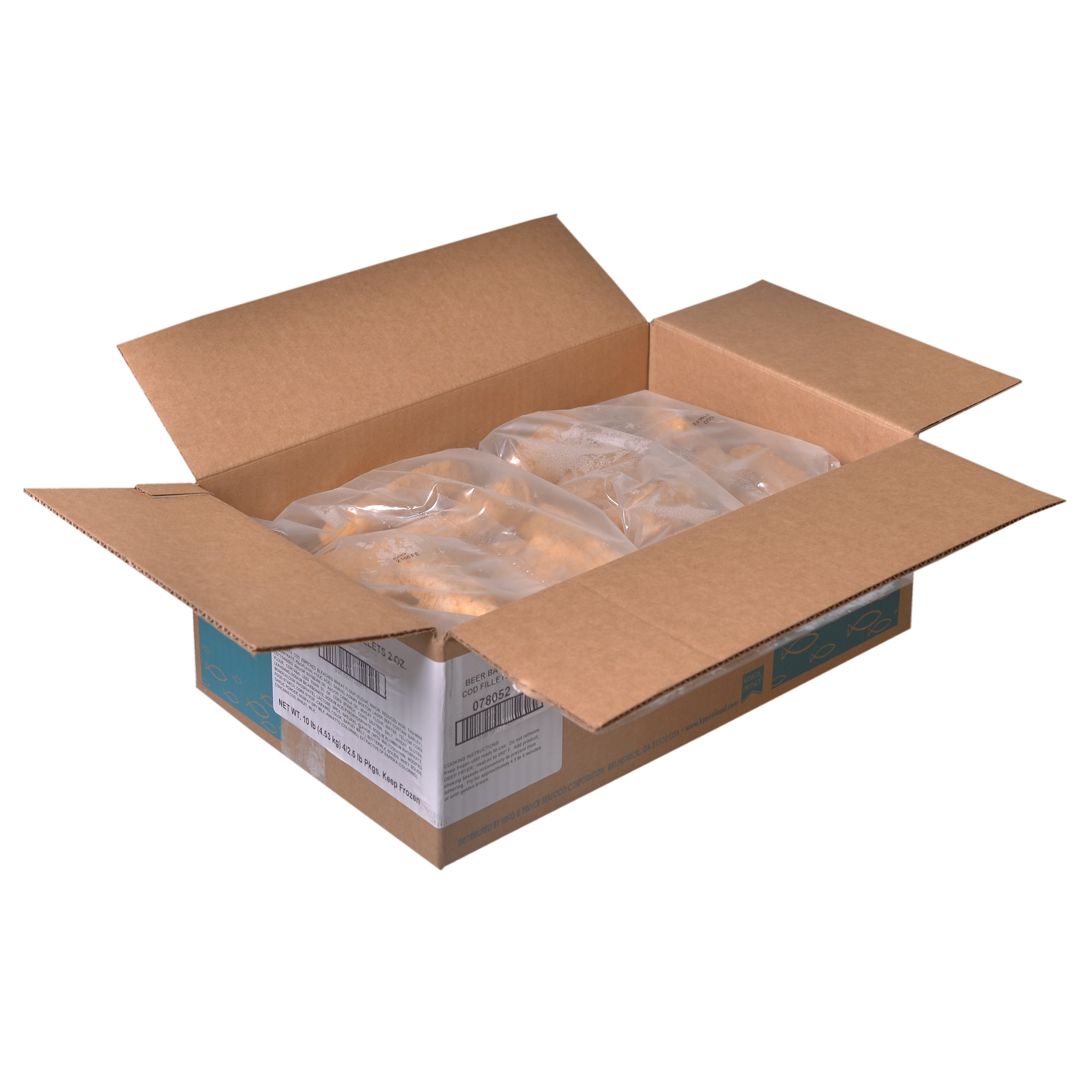 Mrs. Friday's Beer Bat Cod Fillets Appx 2.5 Pound Each - 4 Per Case.