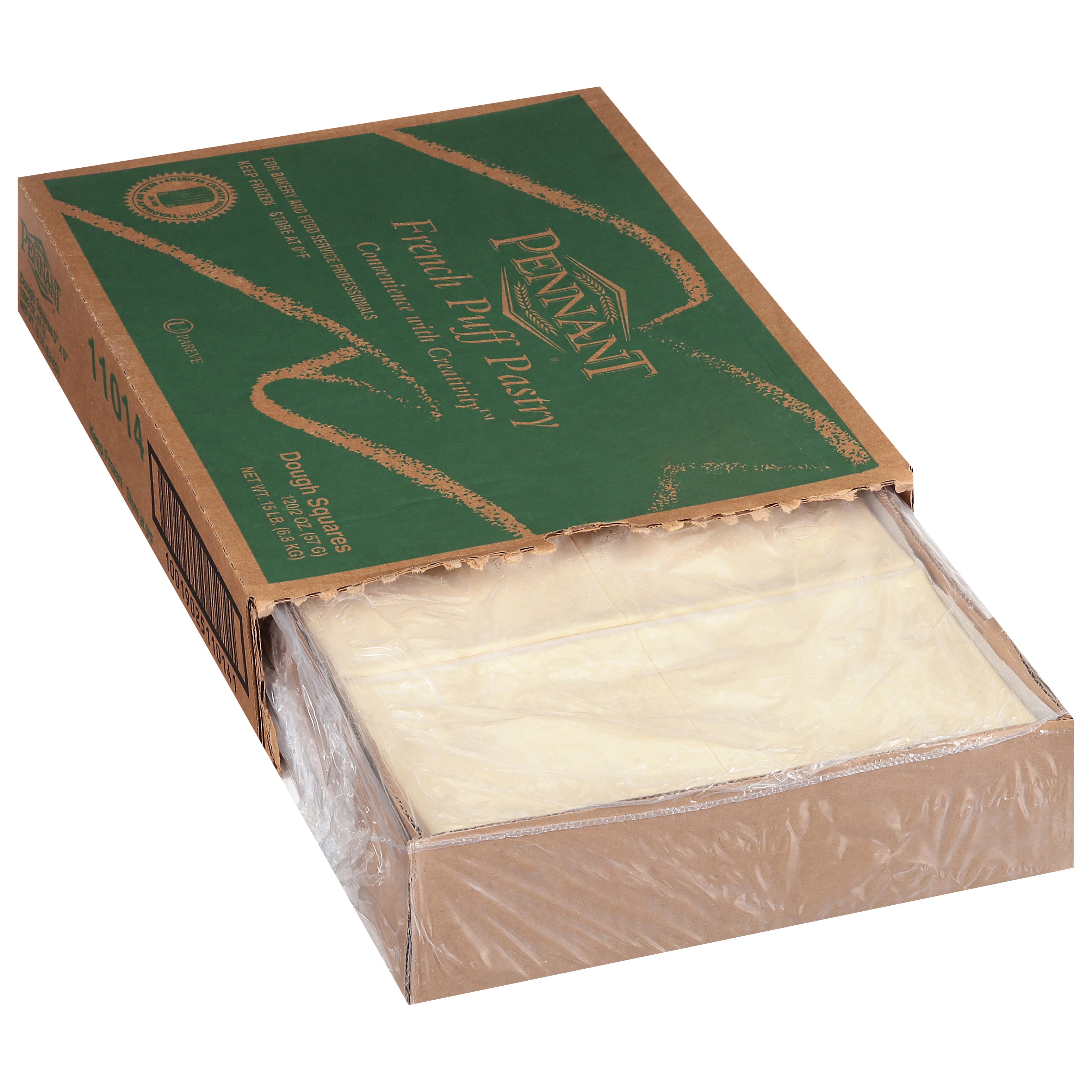 Pennant Pastry Puffed Squares 5"x5" 2 Ounce Size - 120 Per Case.