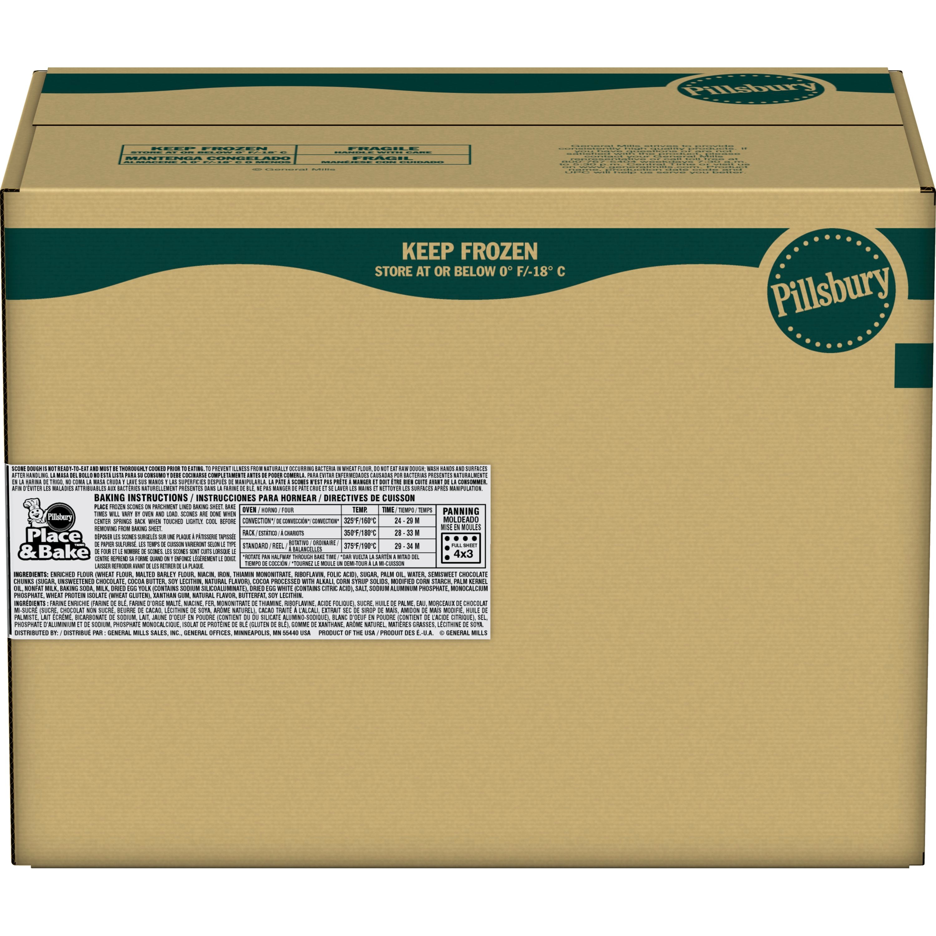 Pillsbury™ Place & Bake™ Frozen Scone Dough Chocolate Chocolate Chunk 45 Ounce Size - 8 Per Case.