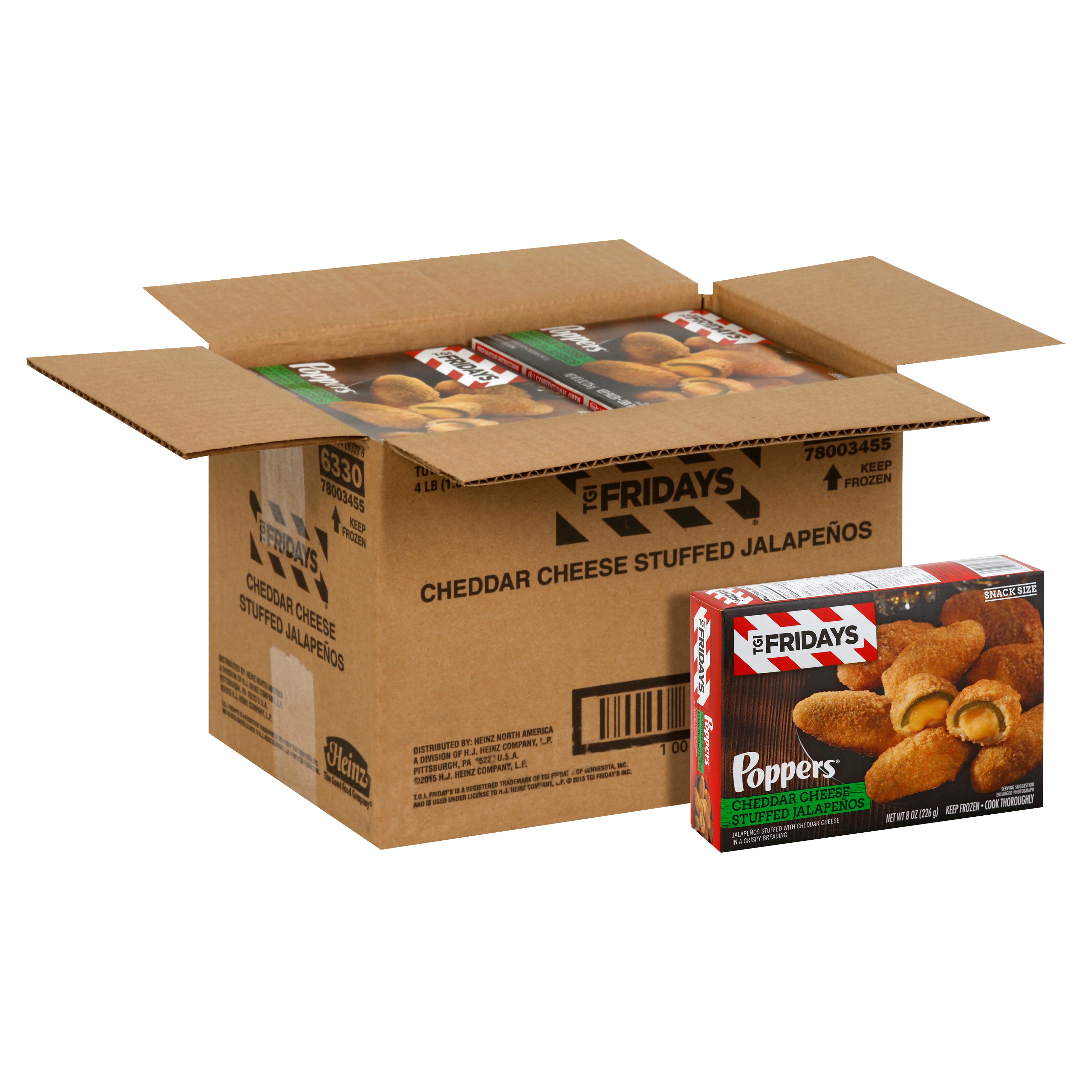 Tgif Frozen Pizza & Appetizers Cheddar Cheesestuffed Jalapenos 8 Ounce Size - 8 Per Case.