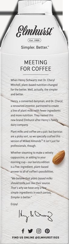 Elmhurst Milked Milked Almond Barista 32 Fluid Ounce - 6 Per Case.