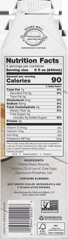 Elmhurst Milked Milked Almond Barista 32 Fluid Ounce - 6 Per Case.