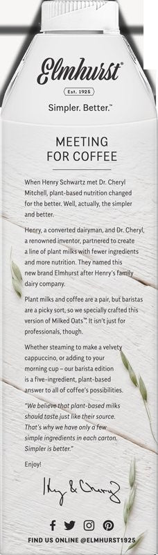 Elmhurst Milked Milked Oat Barista 32 Fluid Ounce - 6 Per Case.