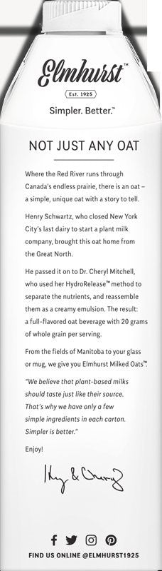 Elmhurst Milked Milked Oats 32 Fluid Ounce - 6 Per Case.