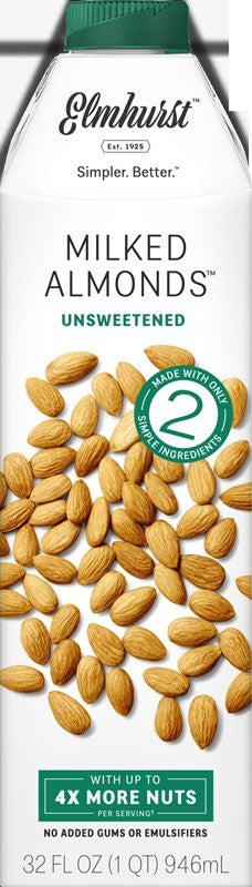 Elmhurst Milked Milked Unsweetened Almond 32 Fluid Ounce - 6 Per Case.