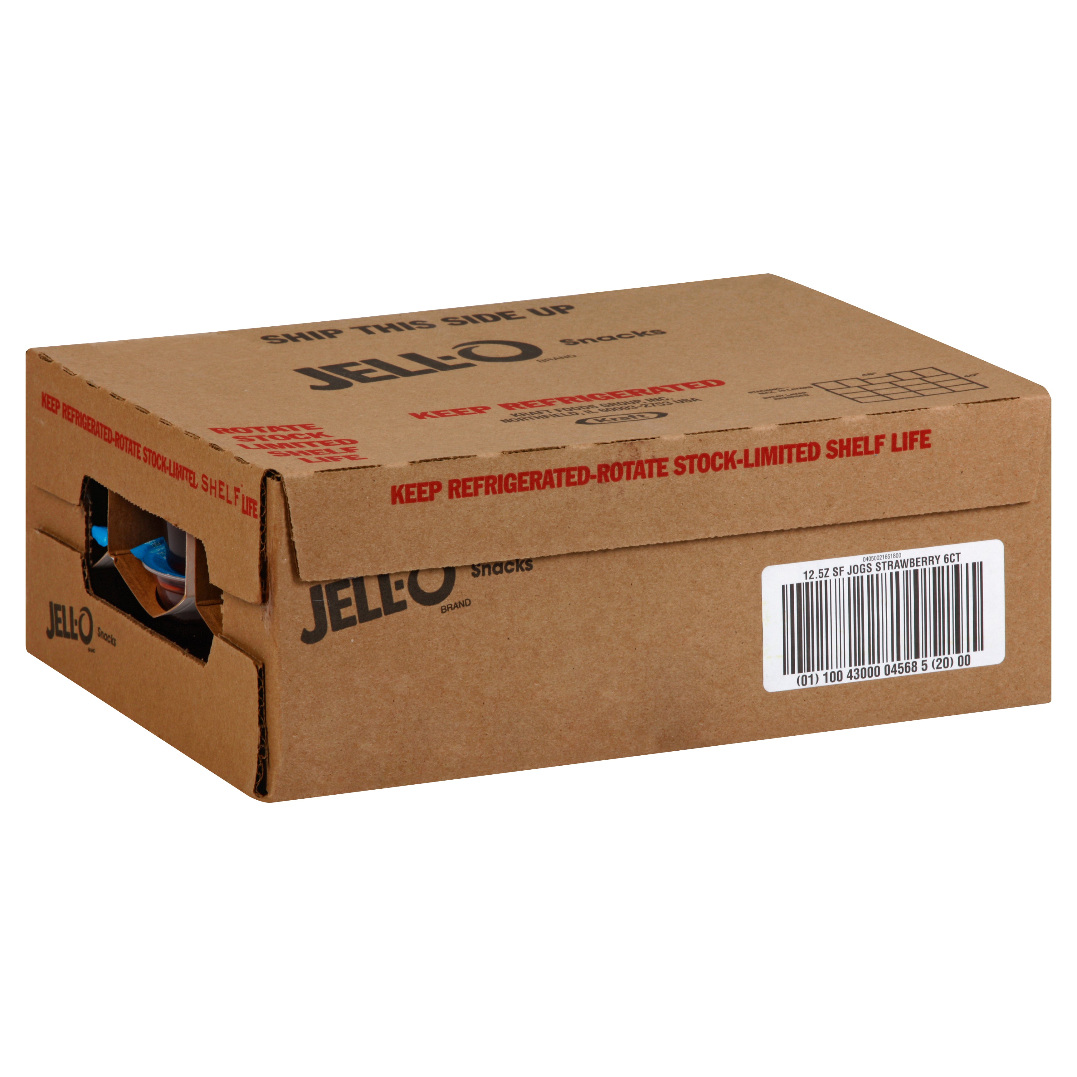 Jello Sugar Free Strawberry Snacks 12.5 Ounce Size 4 Pack - 6 Per Case - Refrigerated