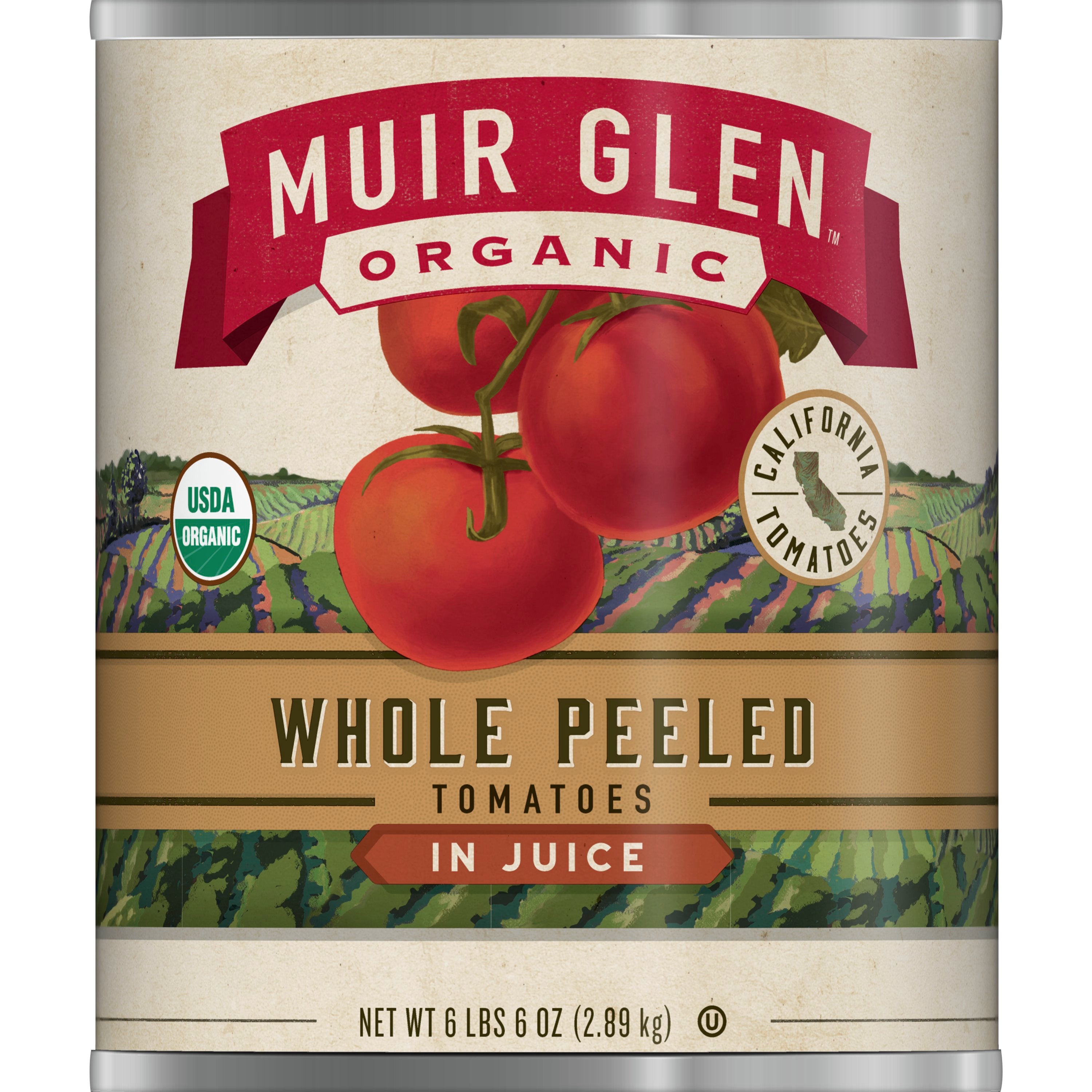 Muir Glen™ Organic Canned Vegetables Bulkwhole Peeled Tomatoes 102 Ounce Size - 6 Per Case.