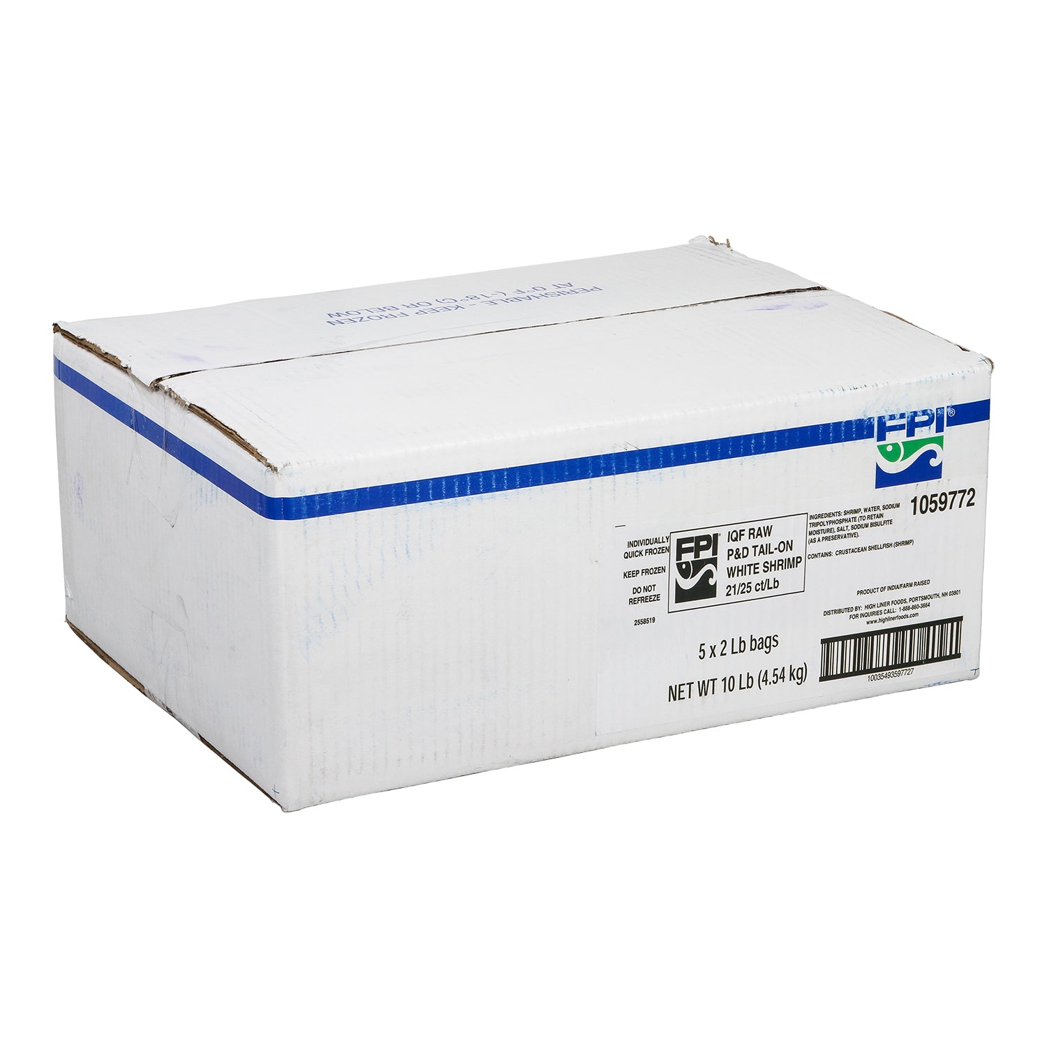 Iqf Raw P&d Tail On White Shrimp 2 Pound Each - 5 Per Case.