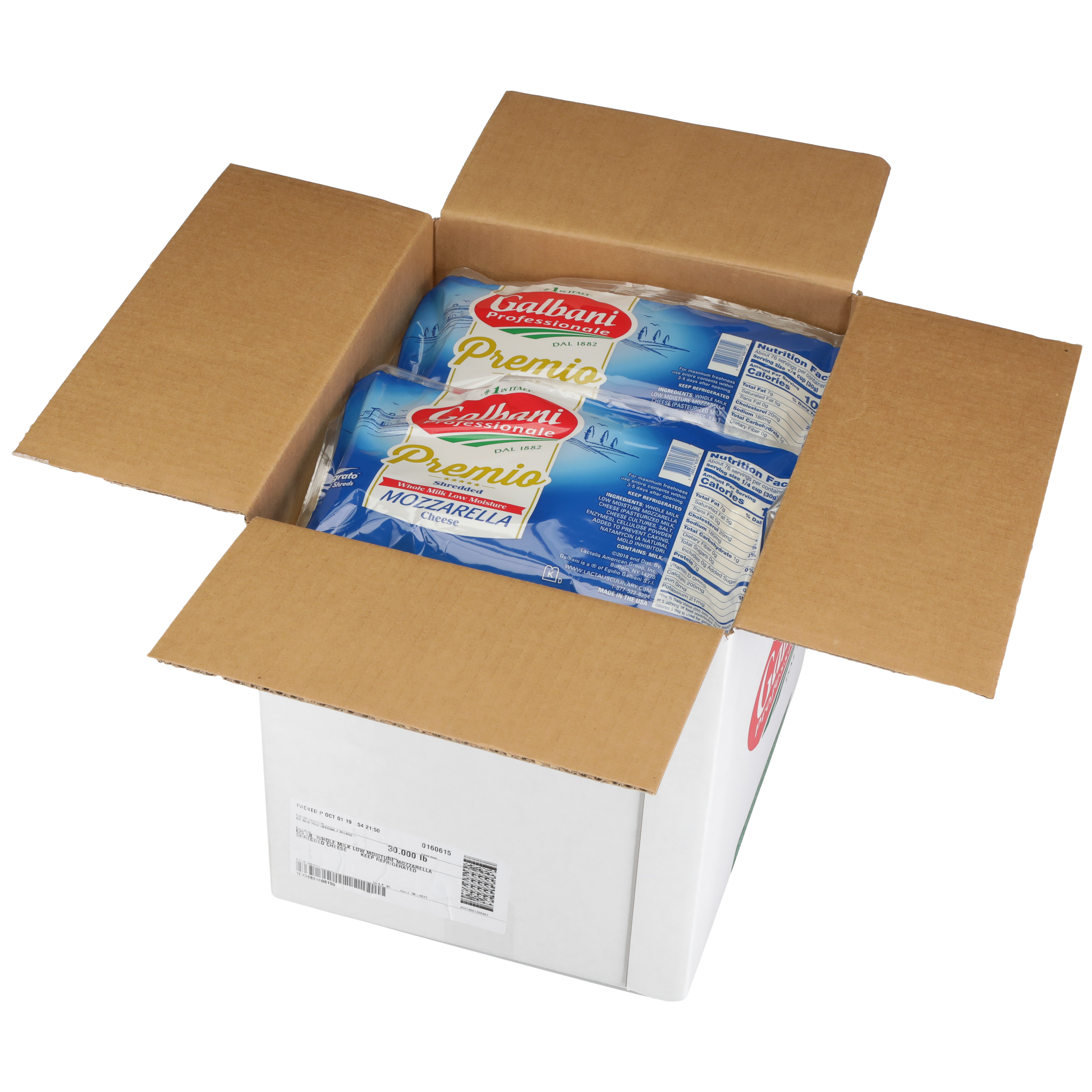 Galbani Premio Whole Milk Low Moisture 5 Pound Each - 6 Per Case.