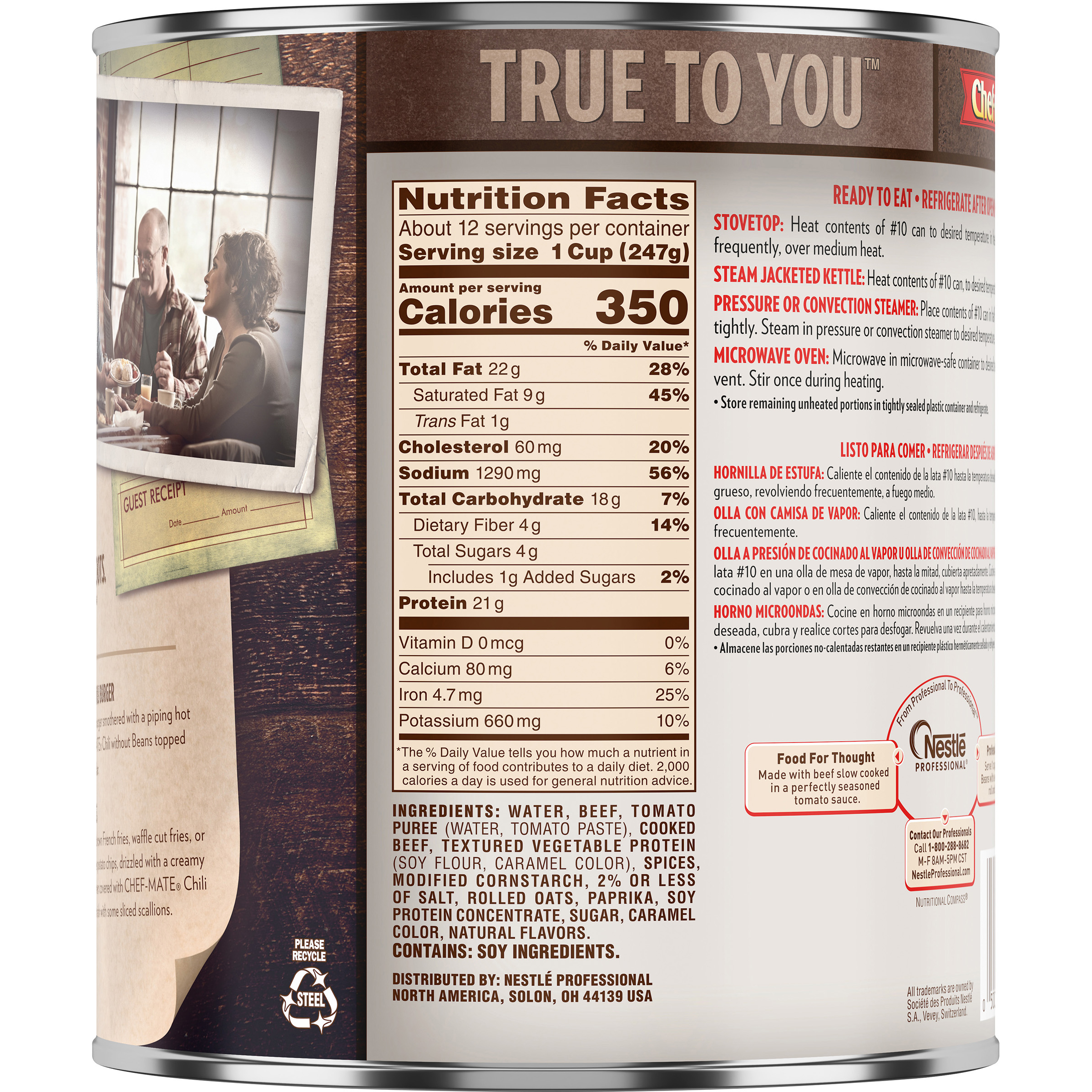 Chef Mate Chili Con Carne Without Beans 105.82 Ounce Size - 6 Per Case.