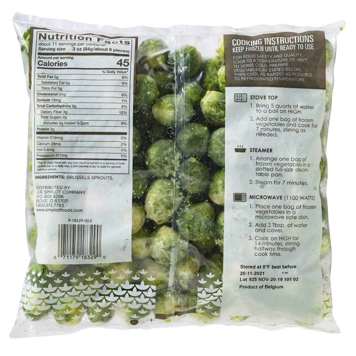 Simplot Simple Goodness Classic Vegetables Brussels Sprouts 2 Pound Each - 12 Per Case.